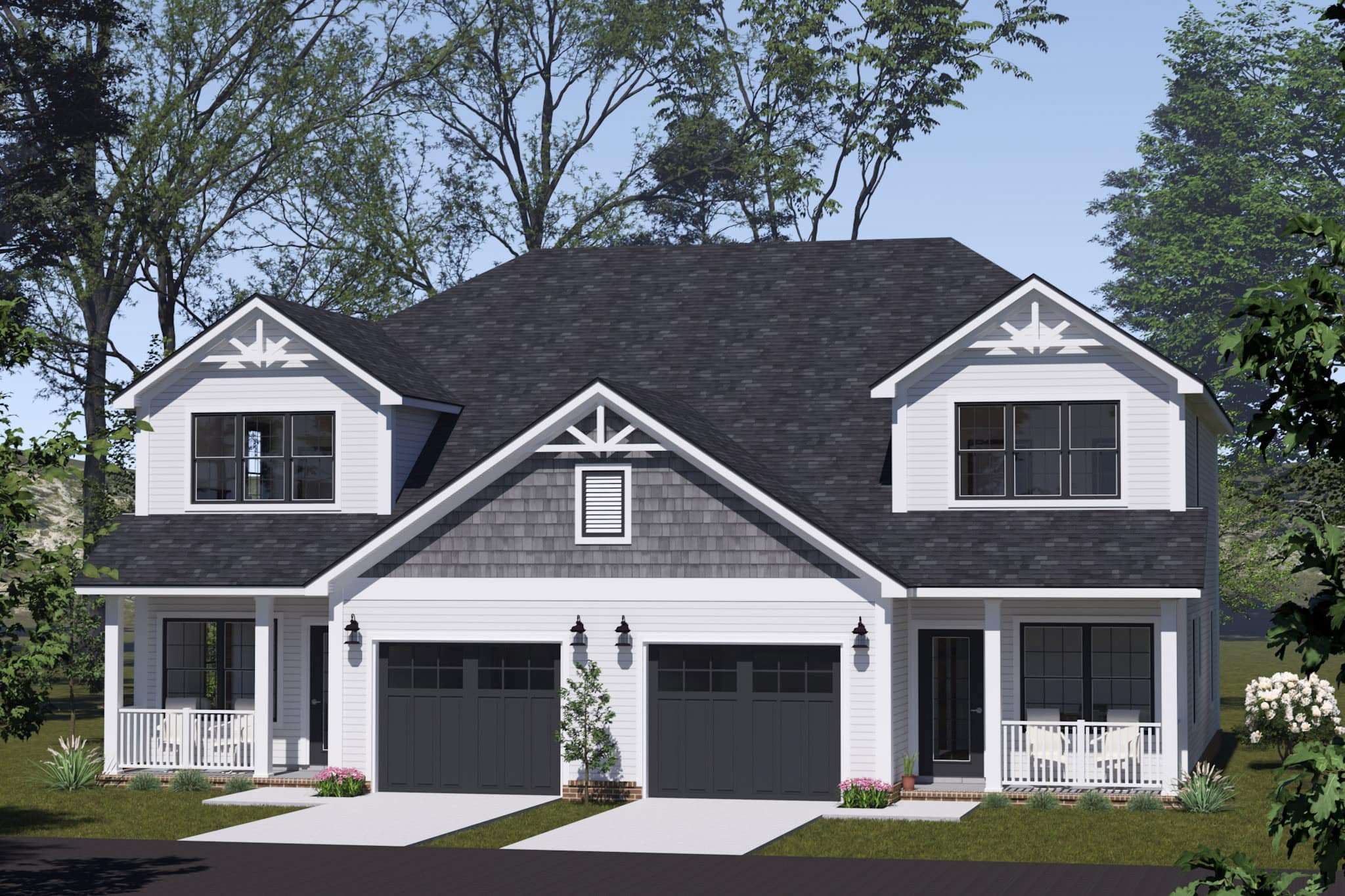 Front elevation of Duplex/Multi-Unit home (ThePlanCollection: House Plan #178-1518)