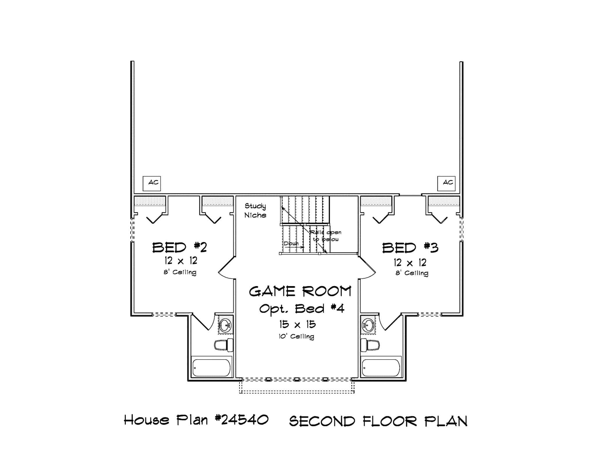 Upper Level of Modern Farmhouse Plan #178-1520