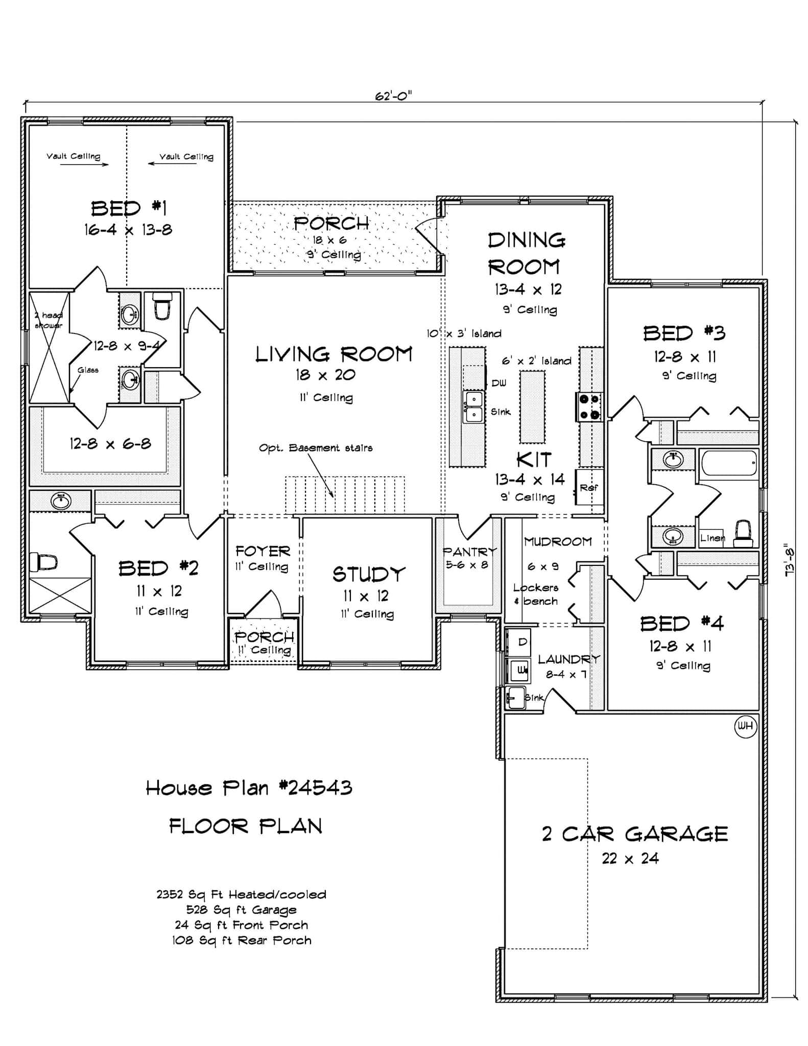 Main Level of Craftsman Plan #178-1523
