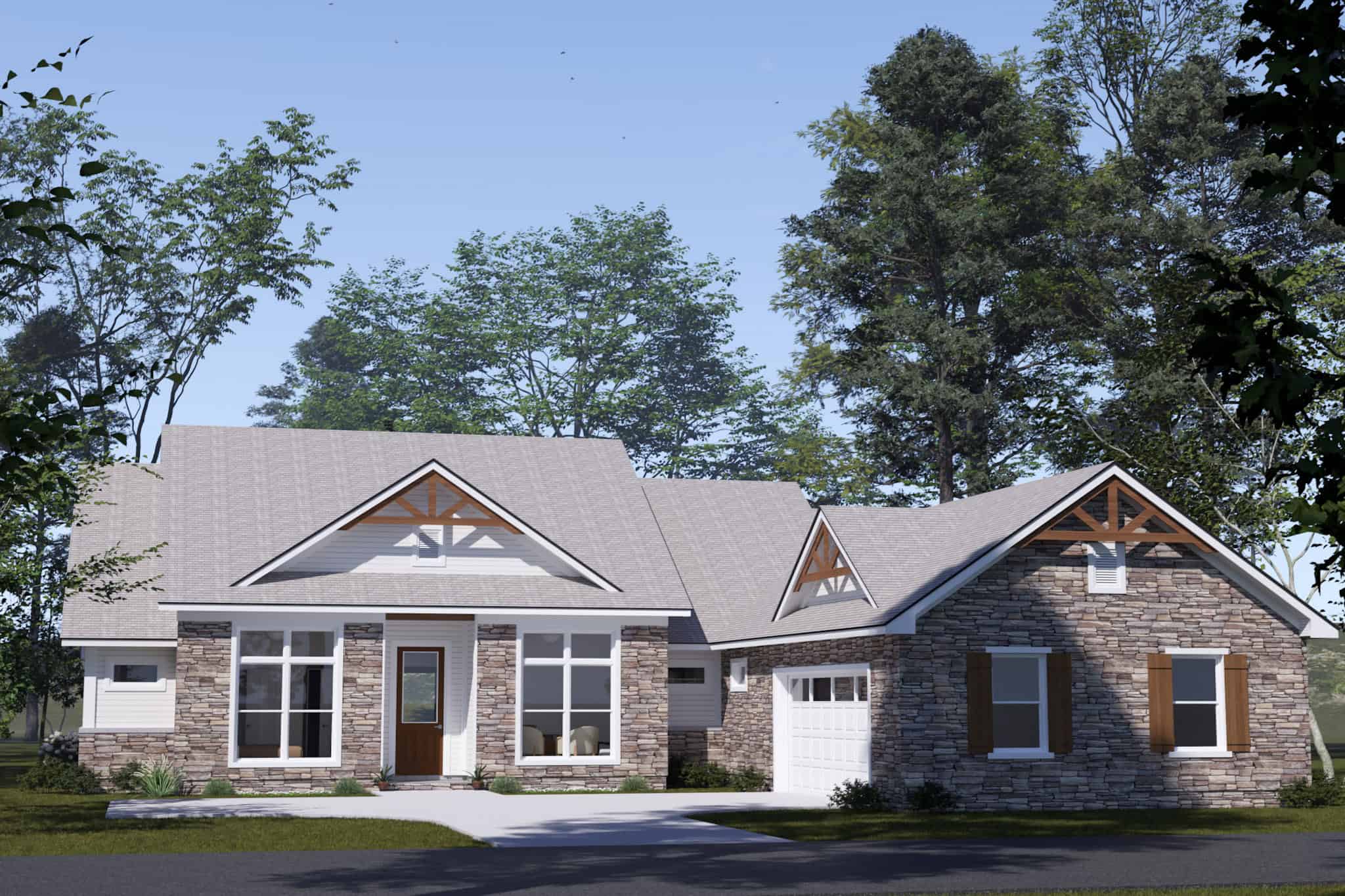 Front elevation of Craftsman home (ThePlanCollection: House Plan #178-1523)