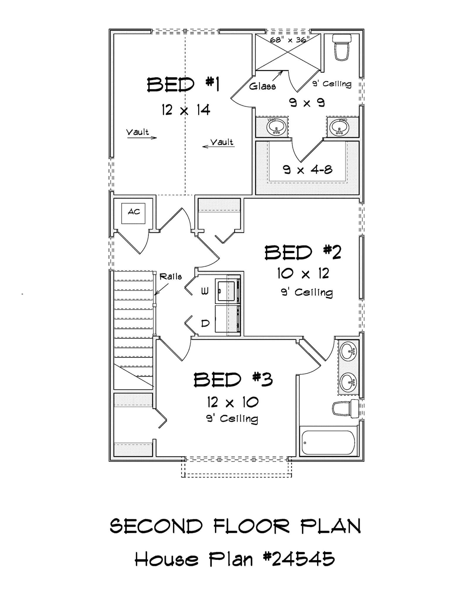 Upper Level of Cottage Plan #178-1525