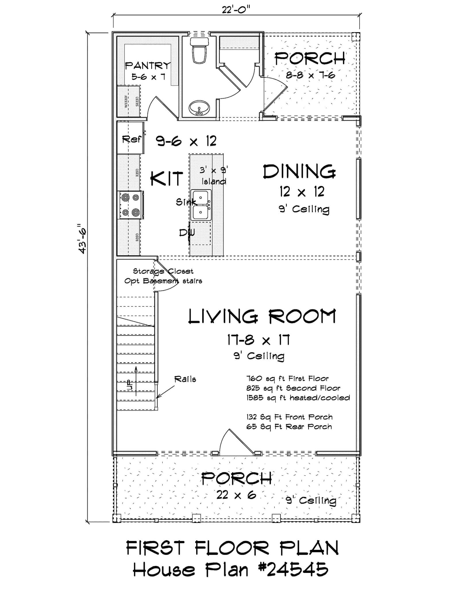 Main Level of Cottage Plan #178-1525