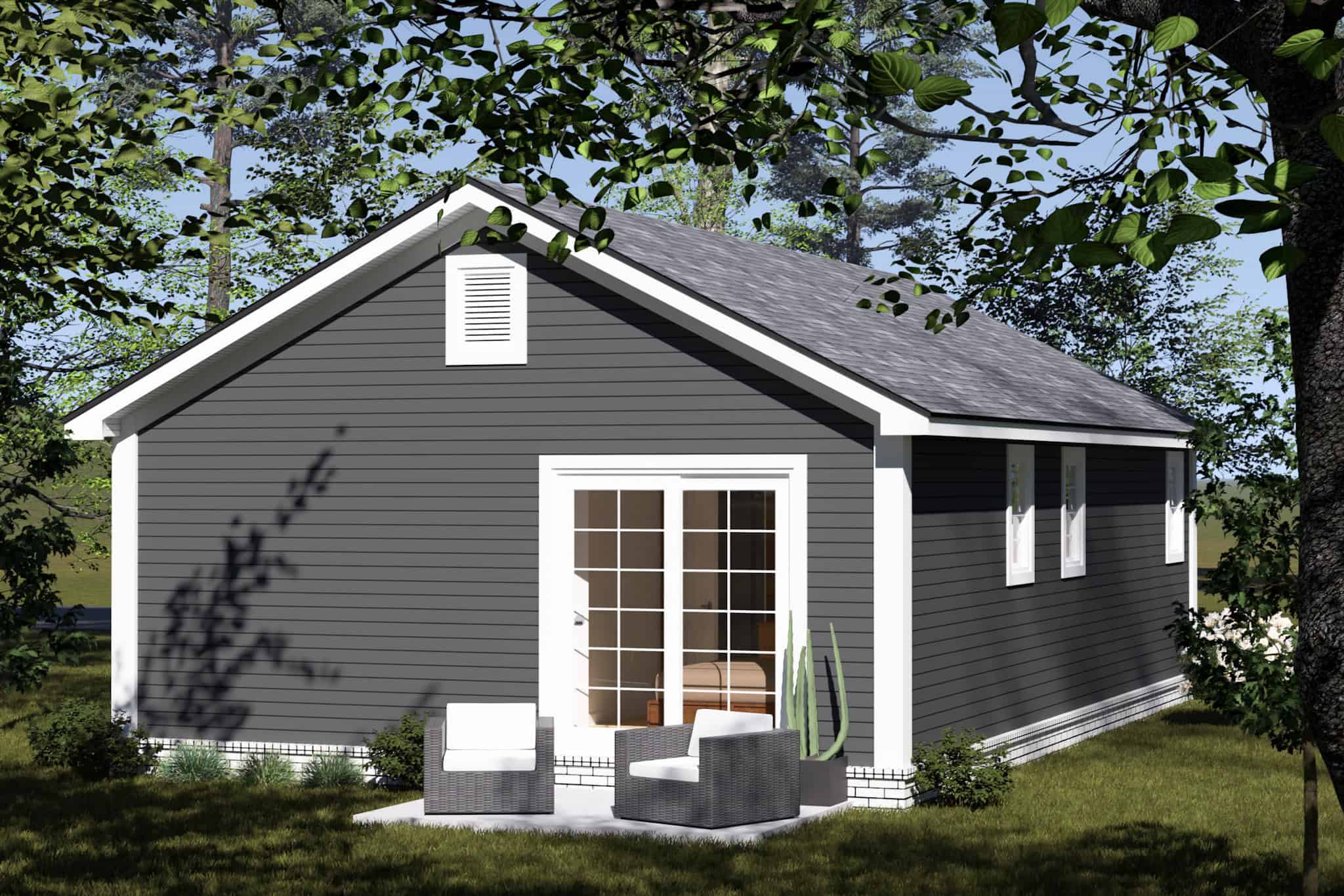 Rear View of this 2-Bedroom,660 Sq Ft Plan -178-1526