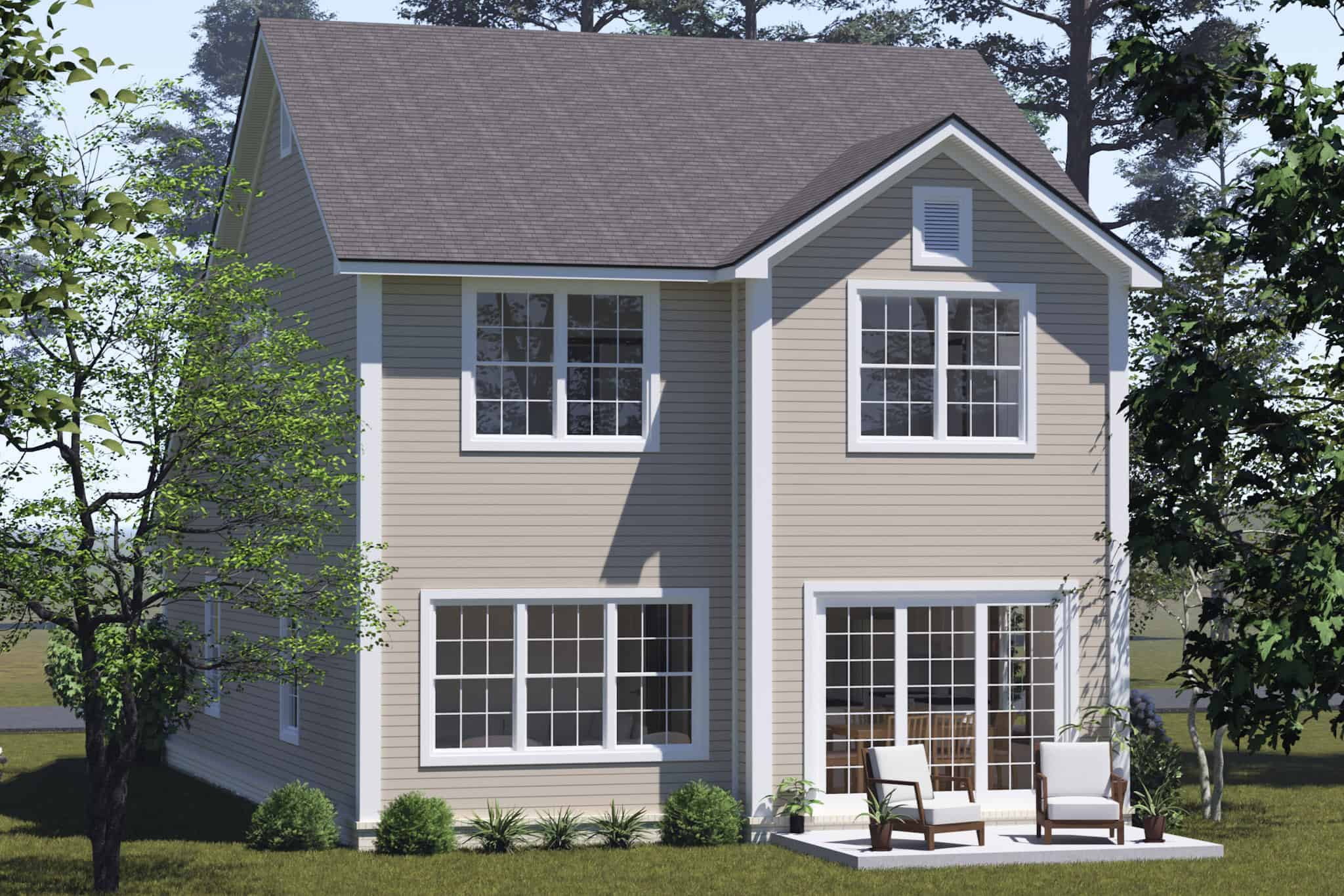 Rear View of this 3-Bedroom,1491 Sq Ft Plan -178-1532