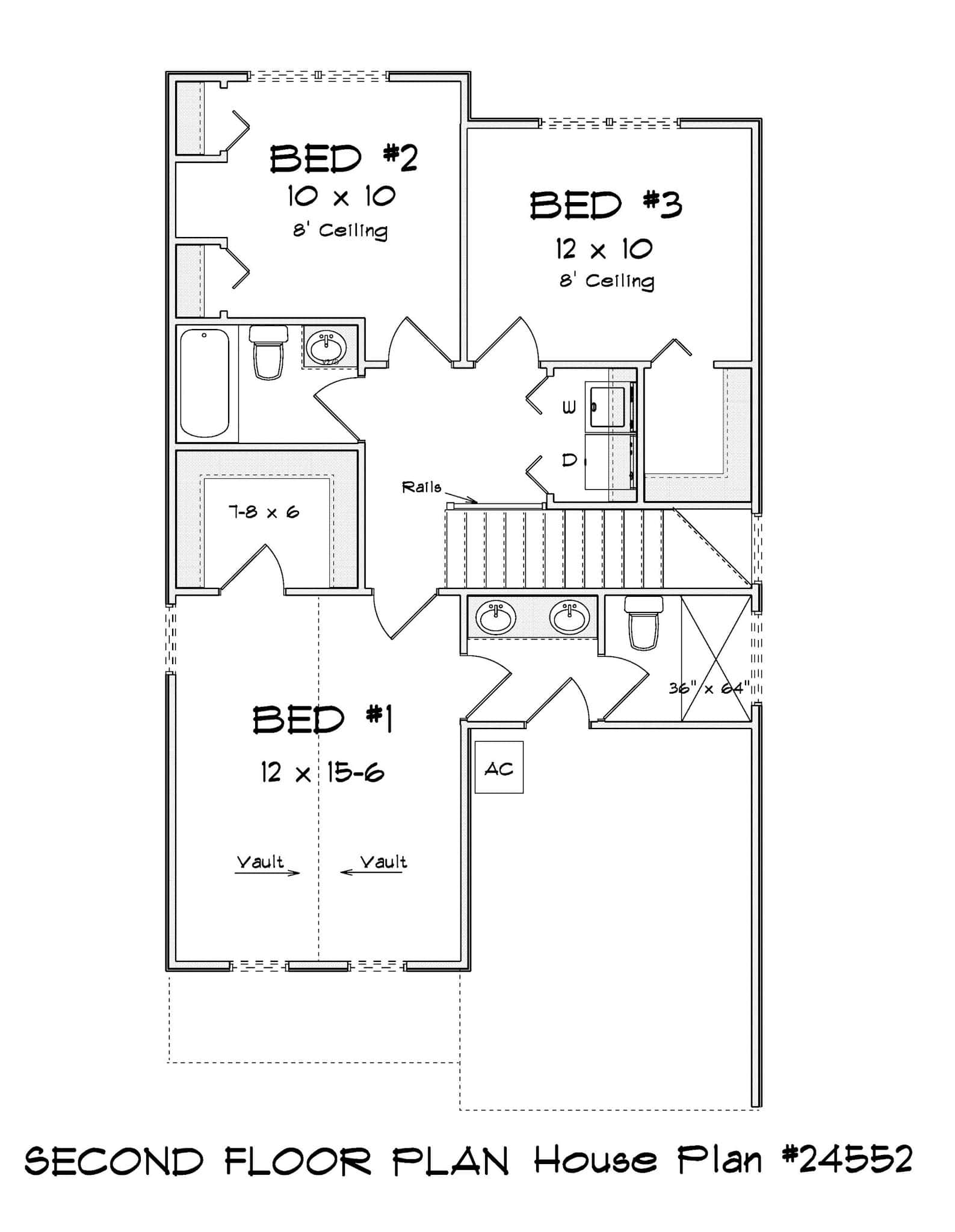 Upper Level of Cottage Plan #178-1532