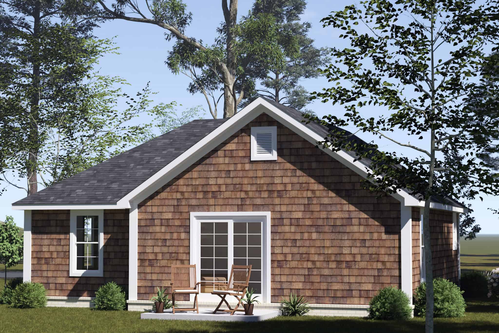Rear View of this 2-Bedroom,627 Sq Ft Plan -178-1533