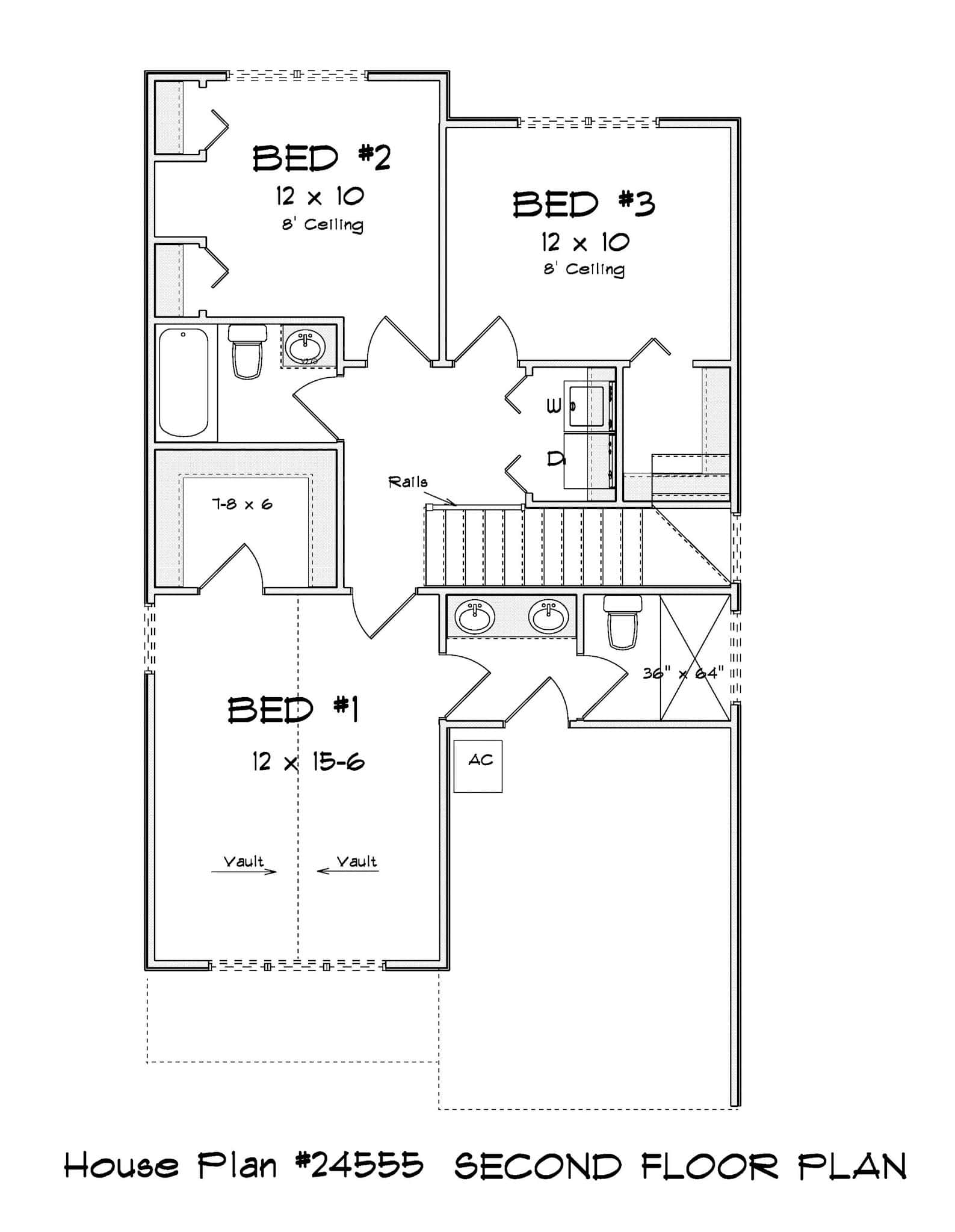 Upper Level of Cottage Plan #178-1535