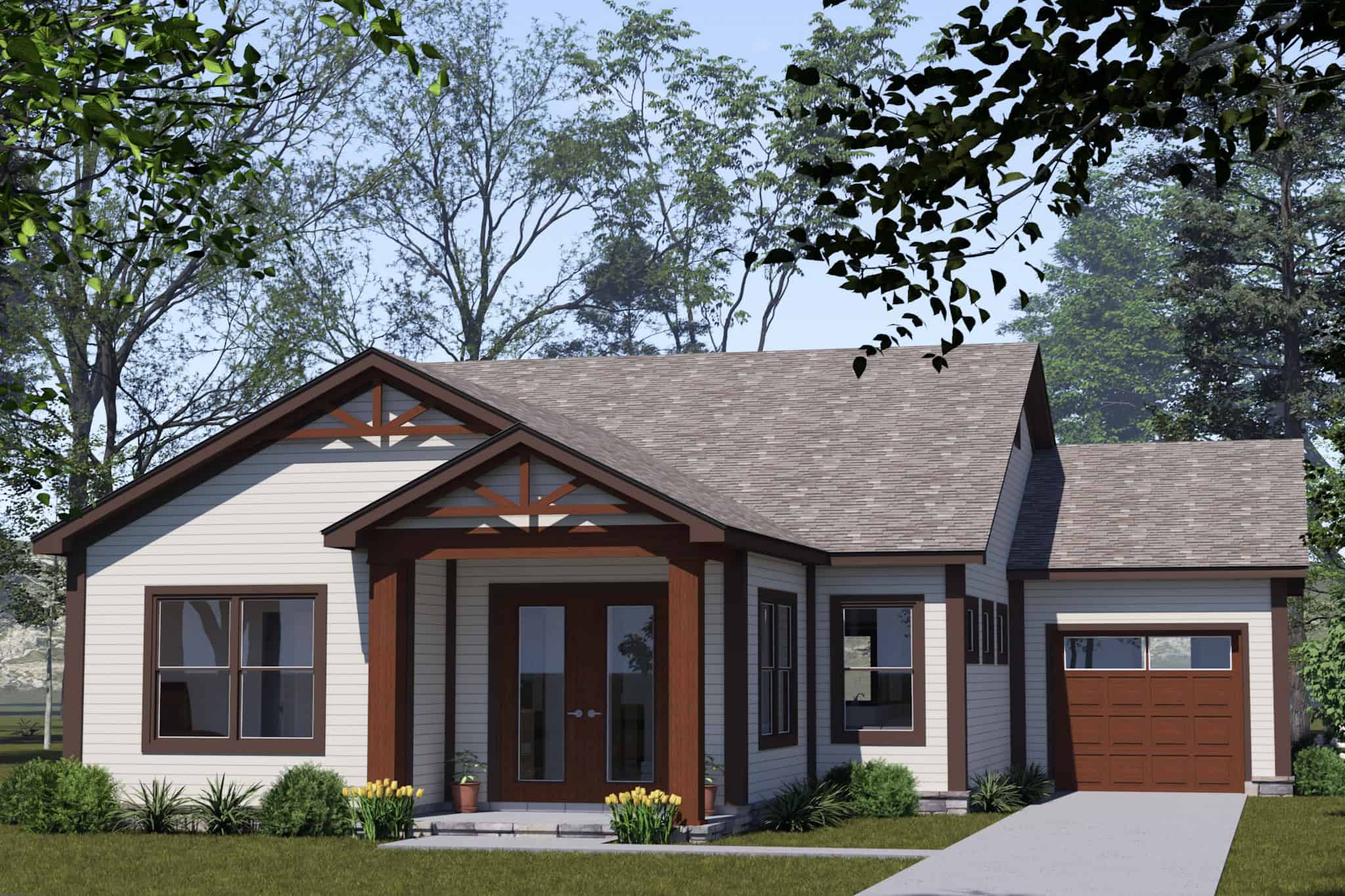 Front elevation of Ranch home (ThePlanCollection: House Plan #178-1538)