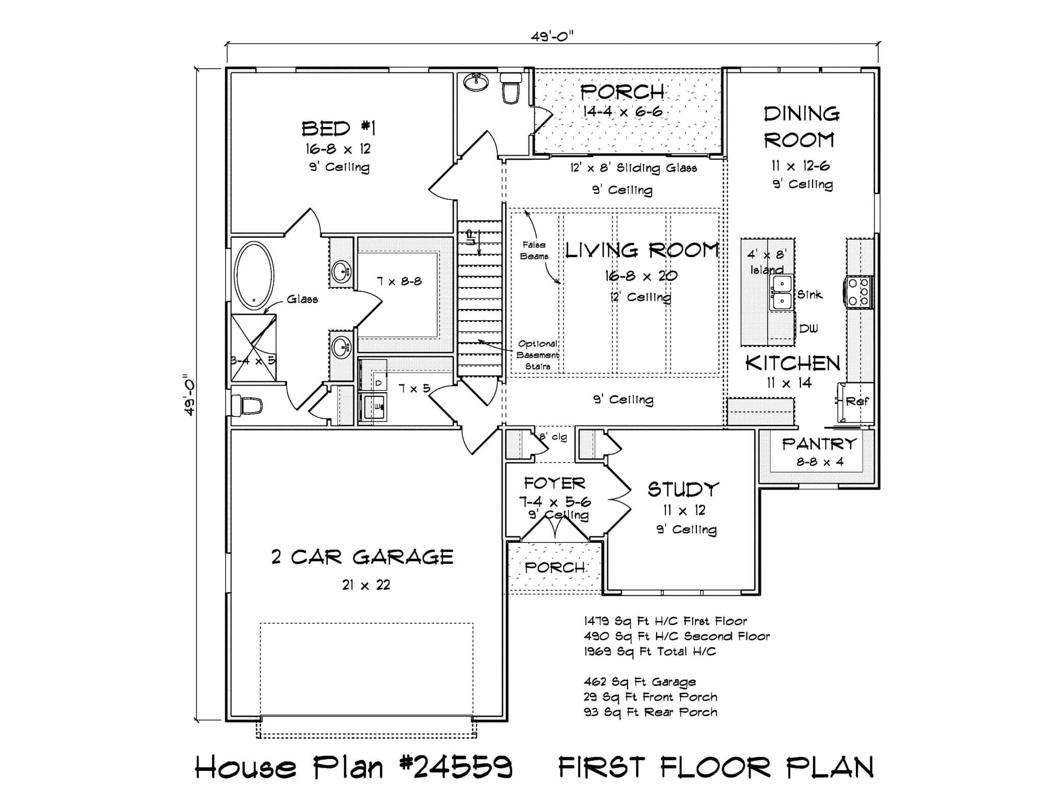 Main Level of Farmhouse Plan #178-1539