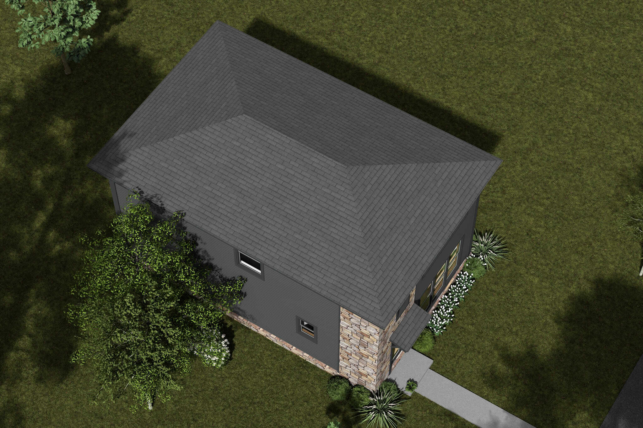 Aerial View of this 3-Bedroom,1280 Sq Ft Plan -178-1542