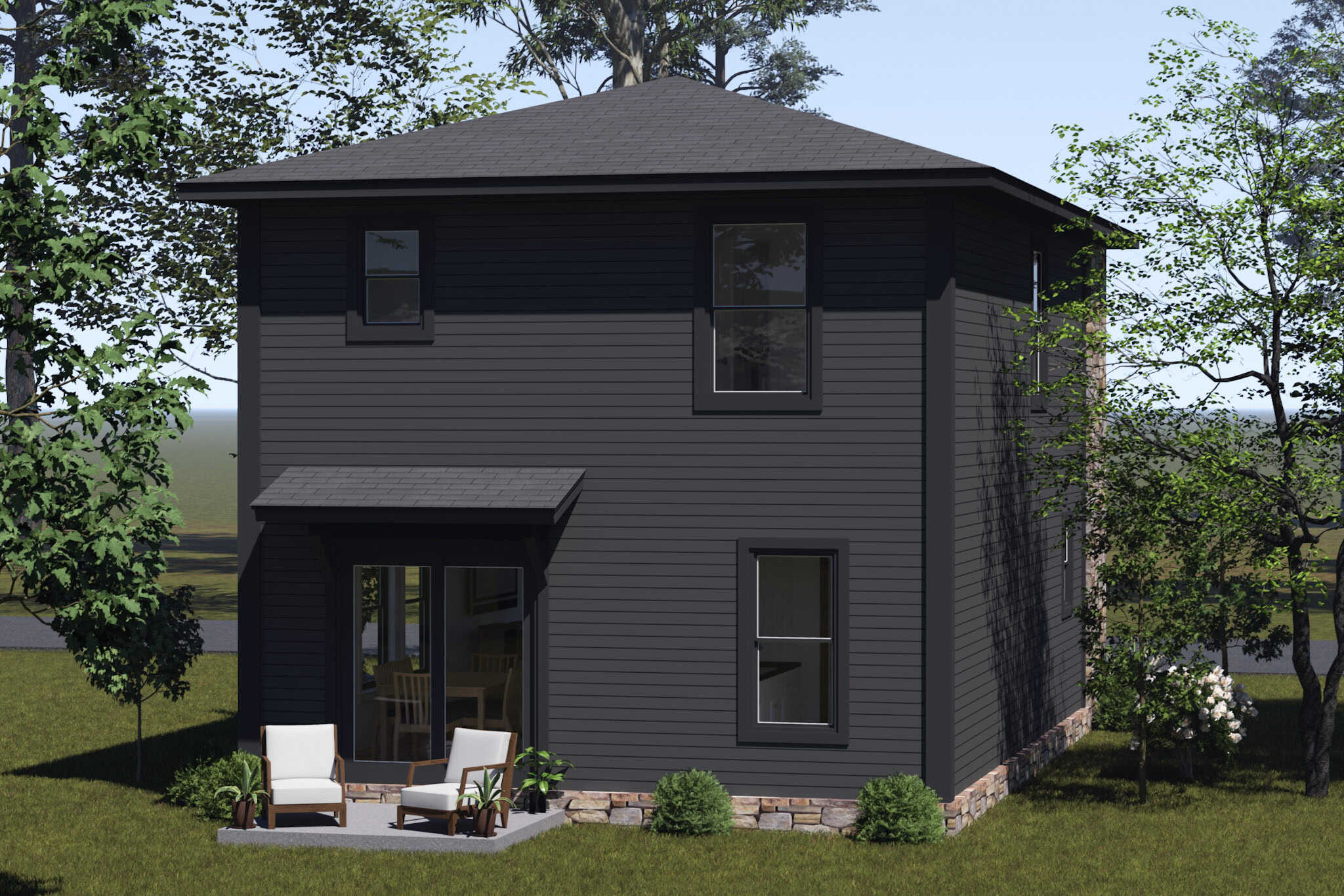 Rear View of this 3-Bedroom,1280 Sq Ft Plan -178-1542
