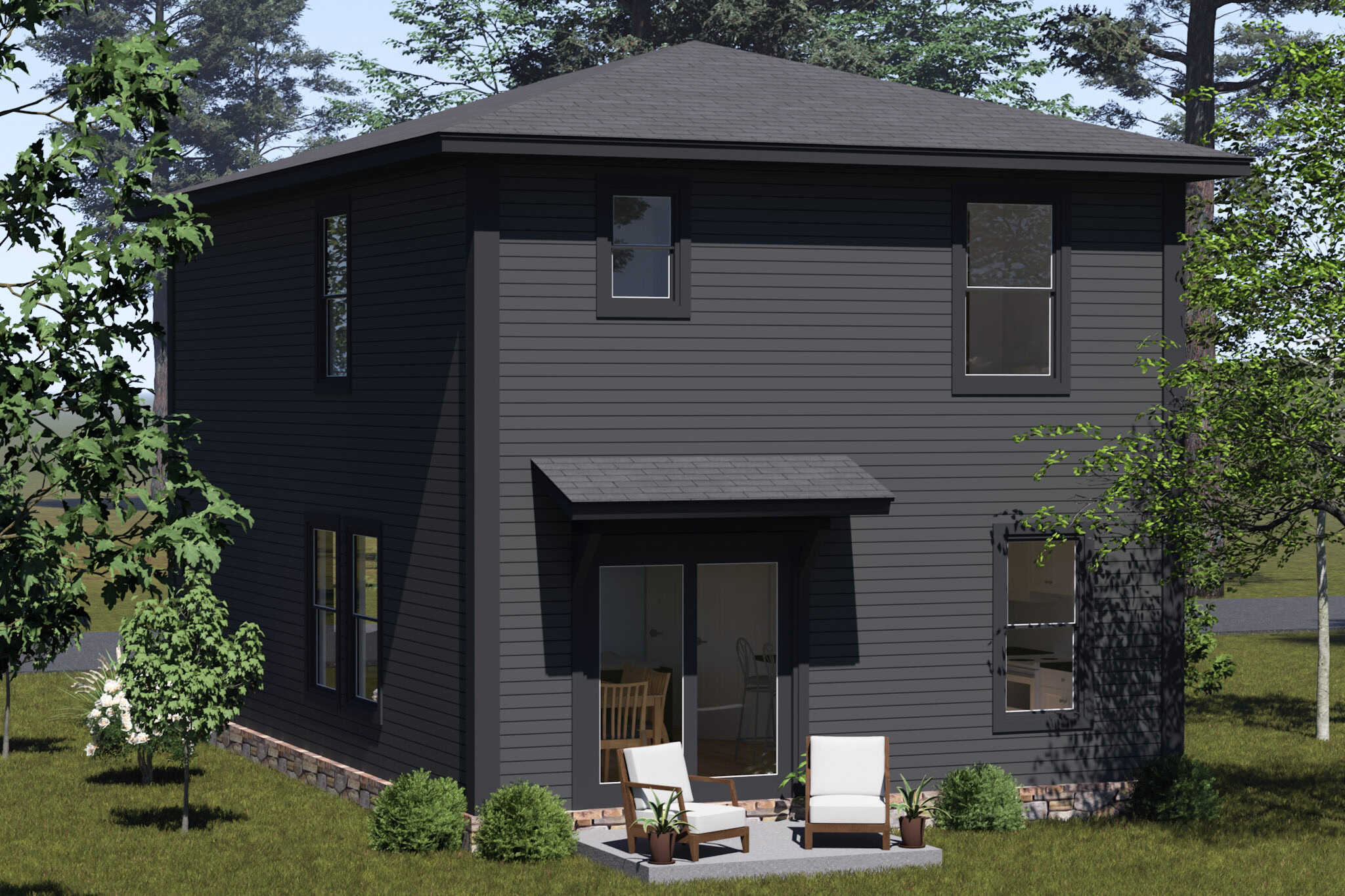 Rear View of this 3-Bedroom,1280 Sq Ft Plan -178-1542