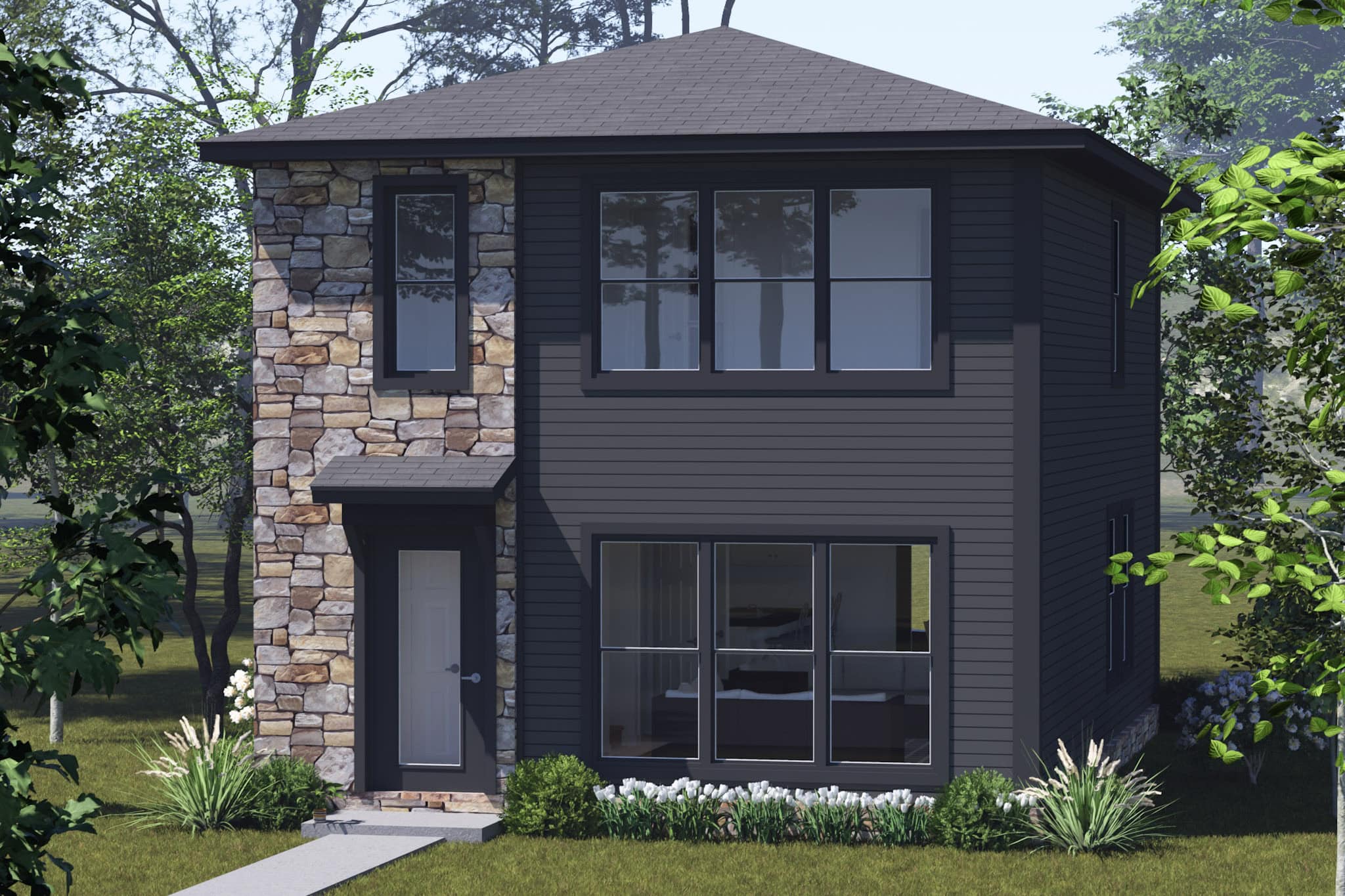 Front elevation of Contemporary home (ThePlanCollection: House Plan #178-1542)