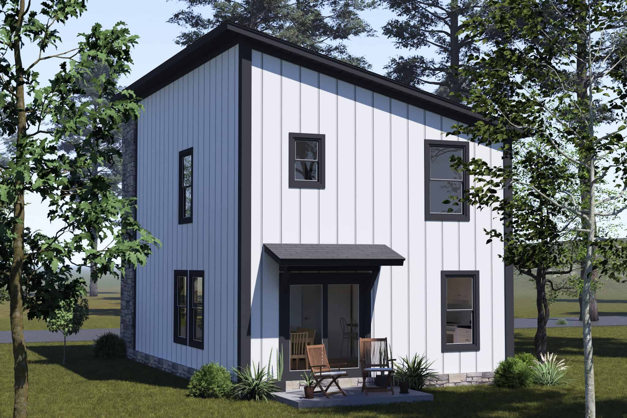 Rear View of this 3-Bedroom,1280 Sq Ft Plan -178-1544