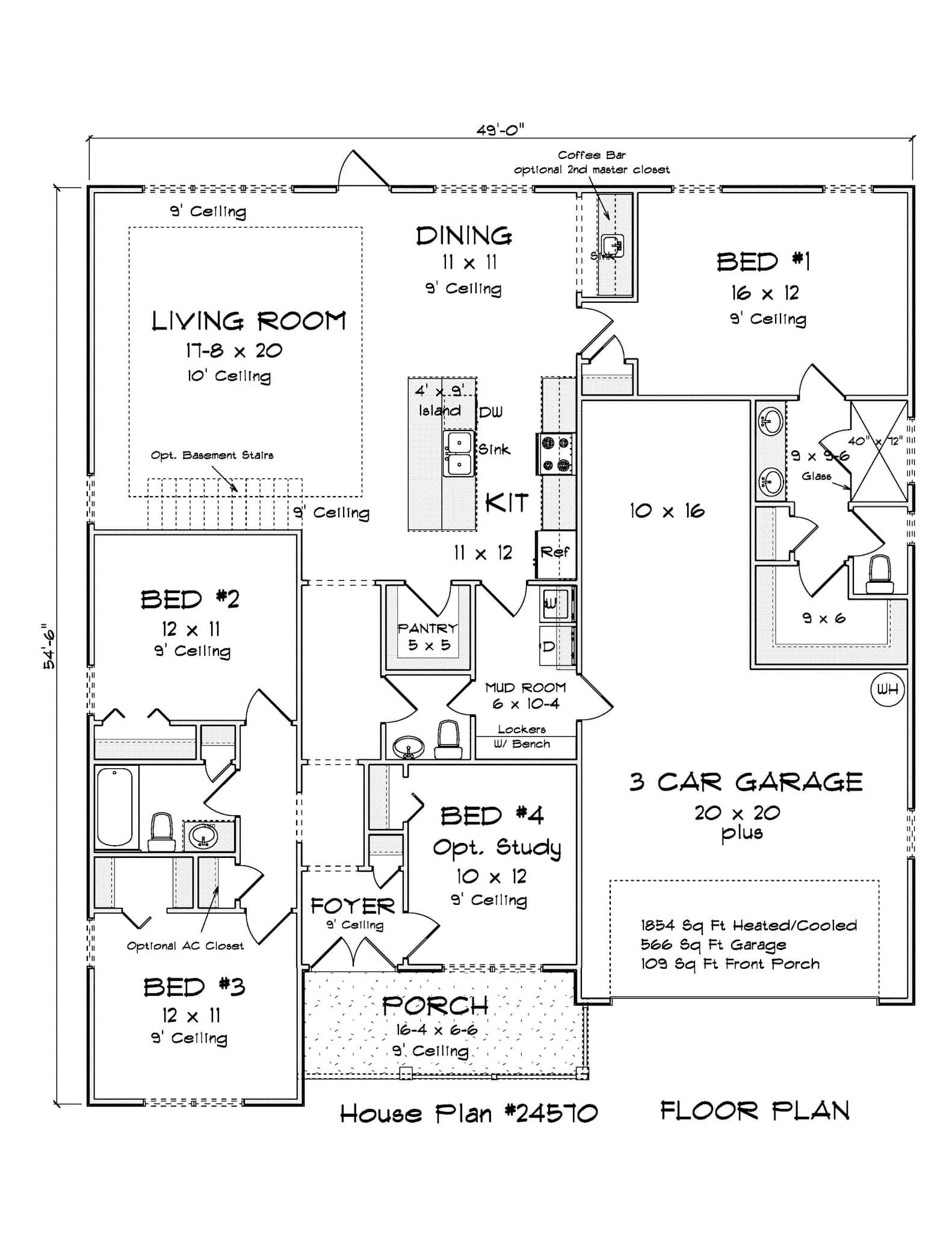 Main Level of Modern Farmhouse Plan #178-1550
