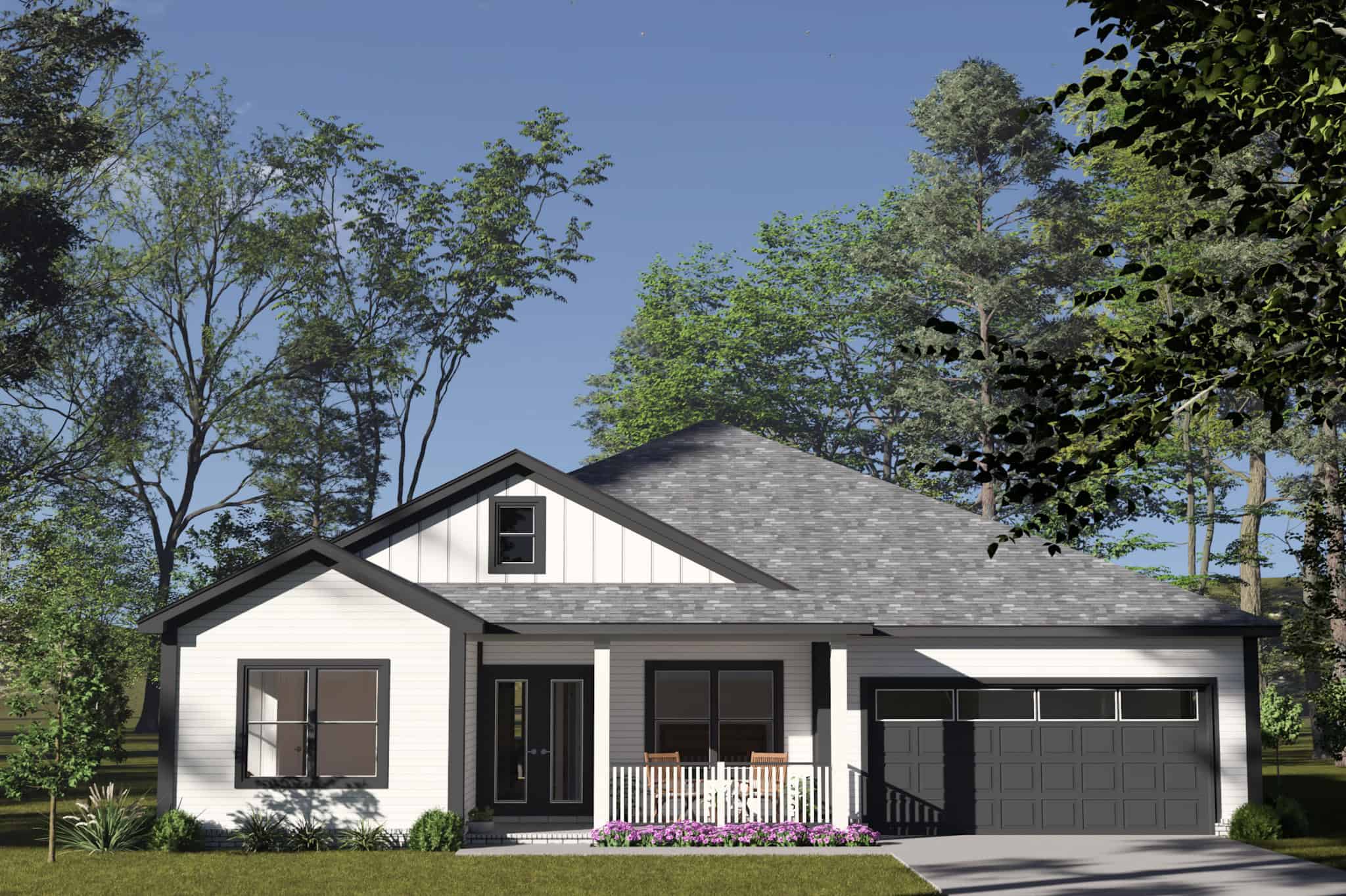 Front elevation of Modern Farmhouse home (ThePlanCollection: House Plan #178-1550)