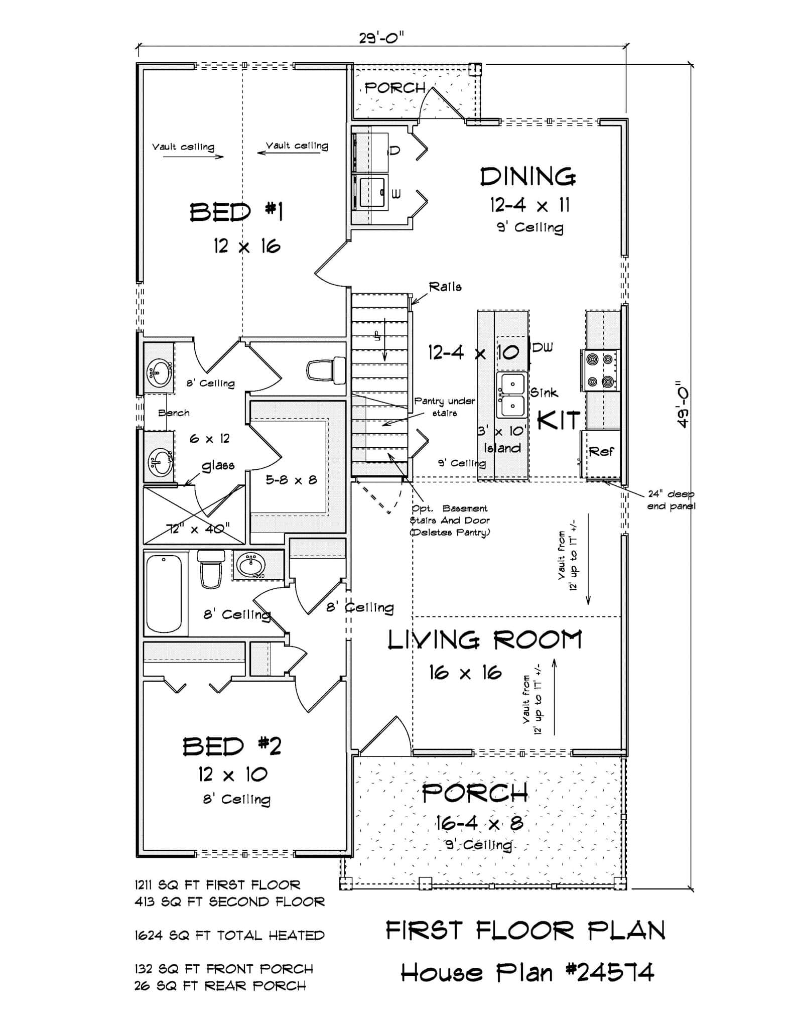 Main Level of Craftsman Plan #178-1554