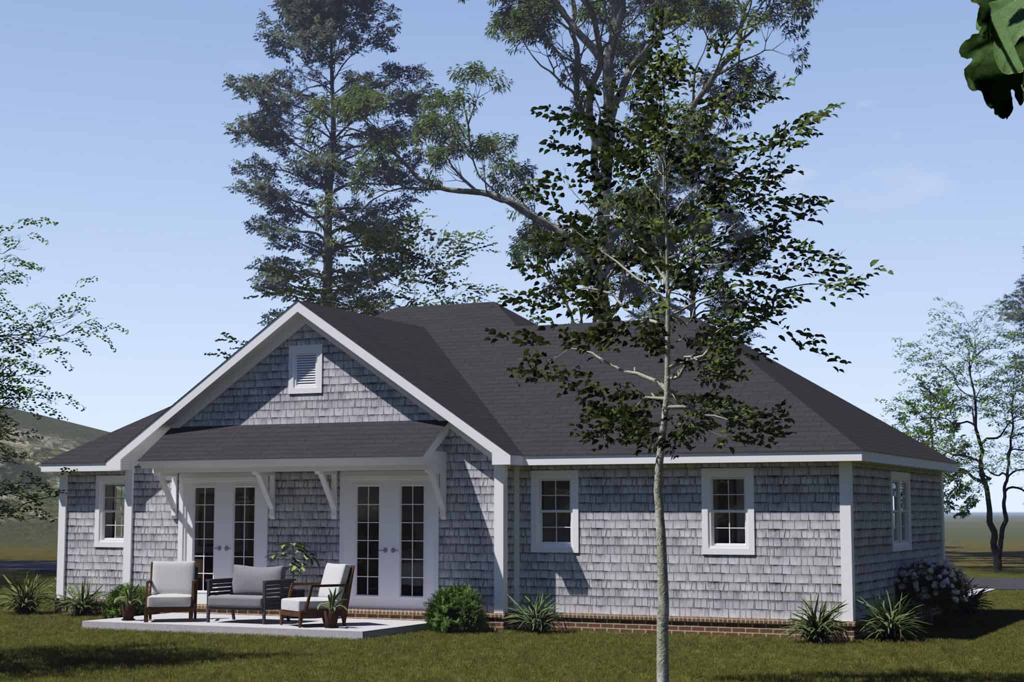 Rear View of this 2-Bedroom,1049 Sq Ft Plan -178-1556