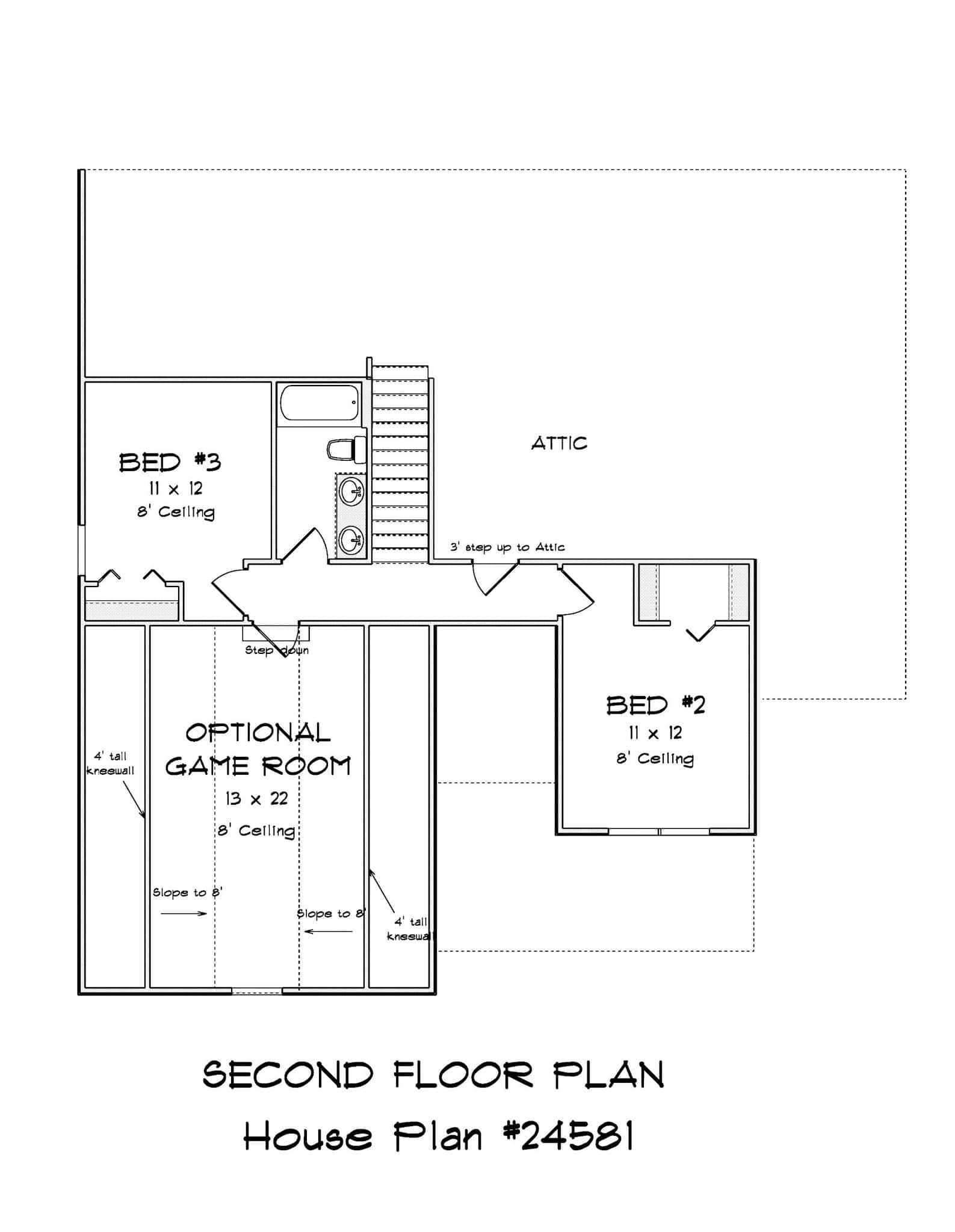 Upper Level of Farmhouse Plan #178-1561