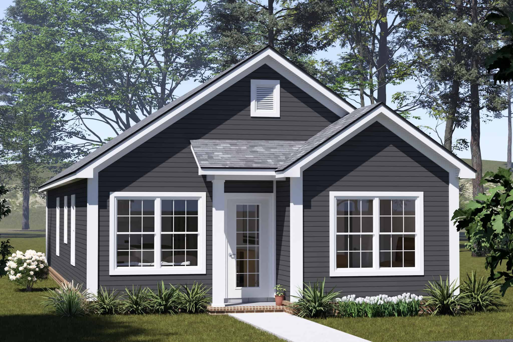 Front elevation of Ranch home (ThePlanCollection: House Plan #178-1563)