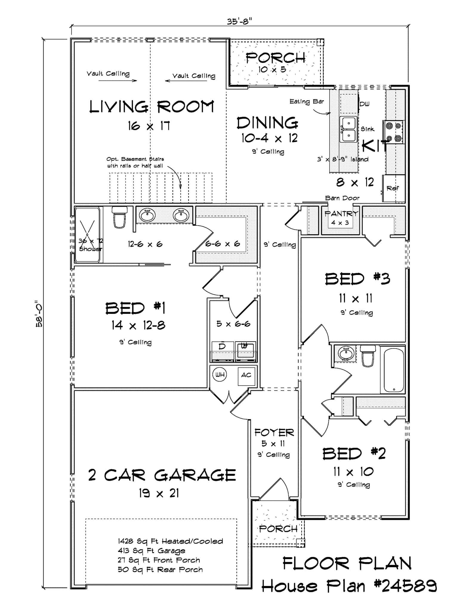 Main Level of Craftsman Plan #178-1569