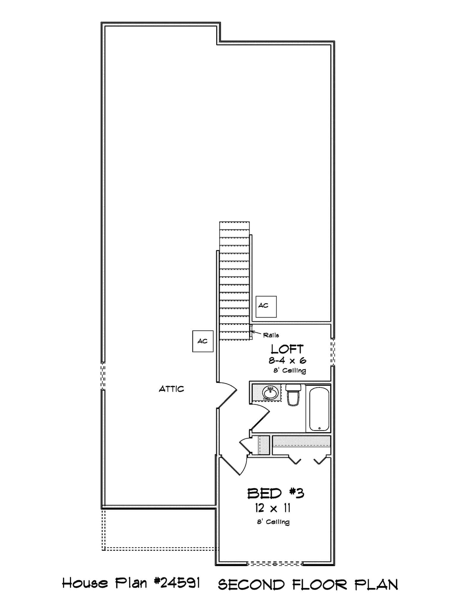 Upper Level of Cottage Plan #178-1571