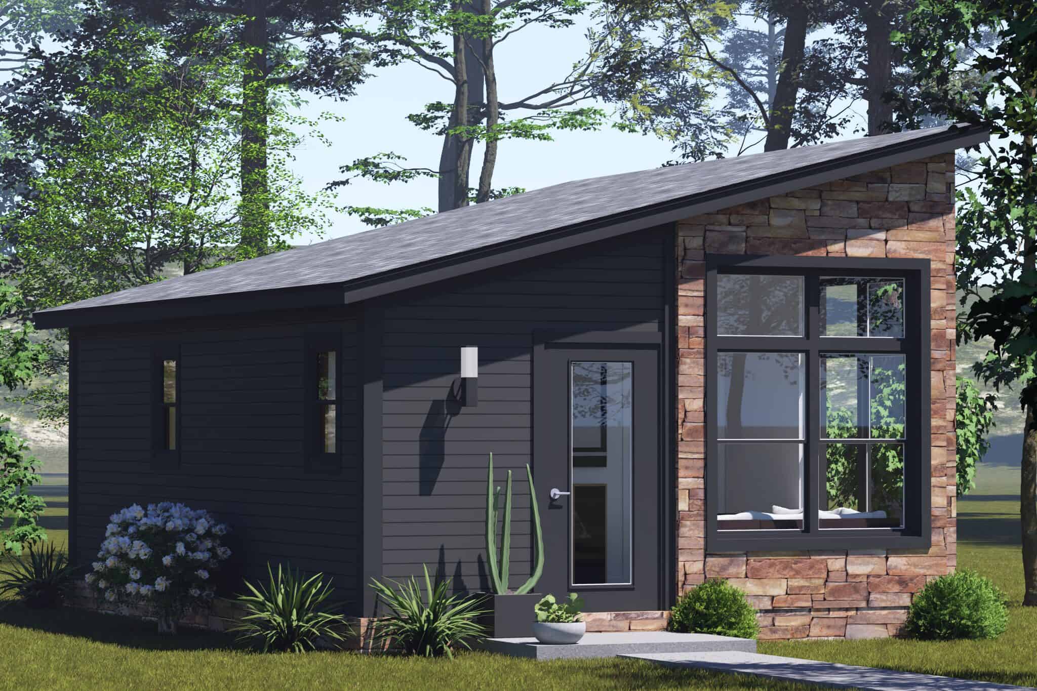Side View of this 1-Bedroom,384 Sq Ft Plan -178-1572