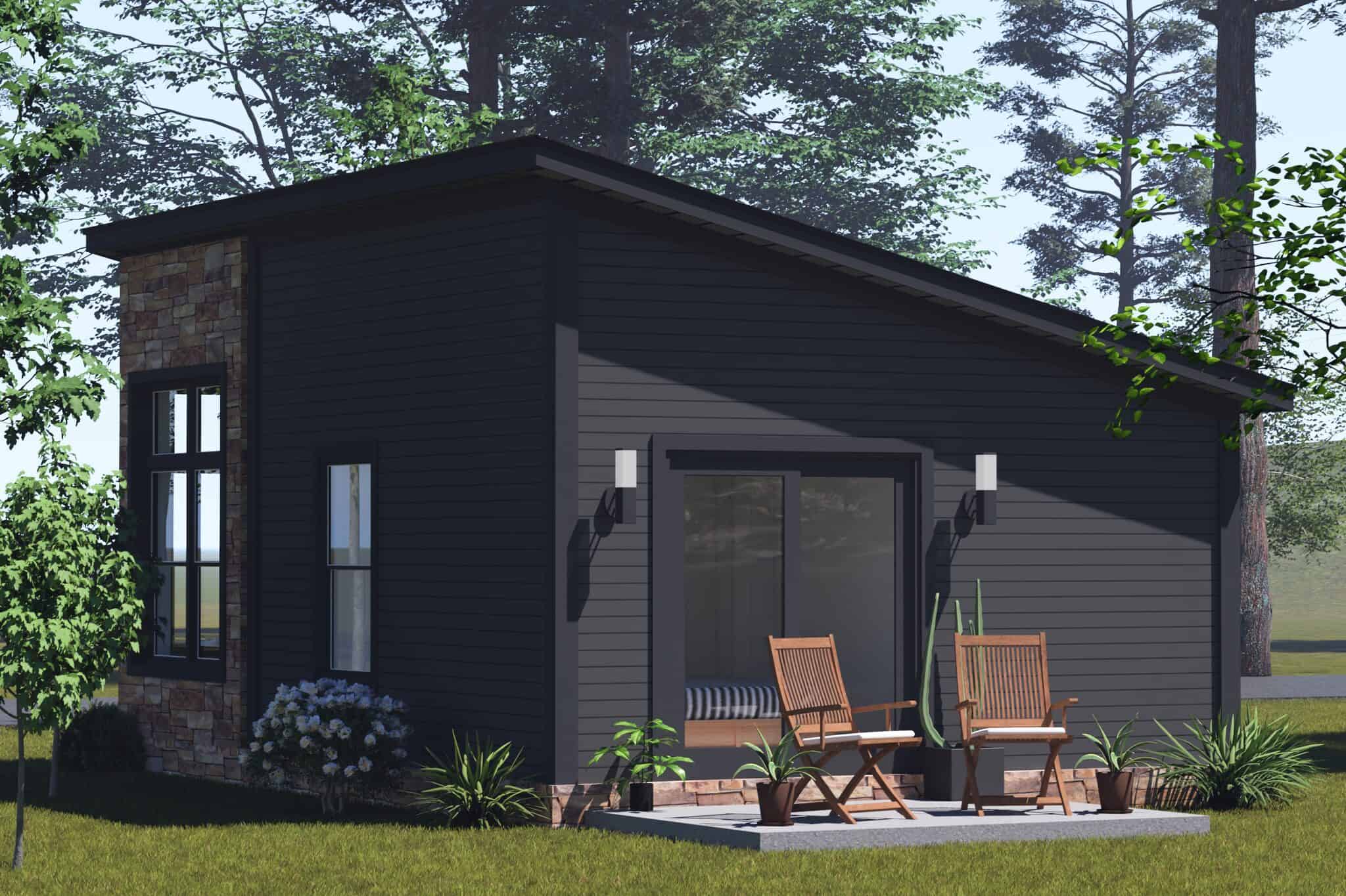 Side View of this 1-Bedroom,384 Sq Ft Plan -178-1572