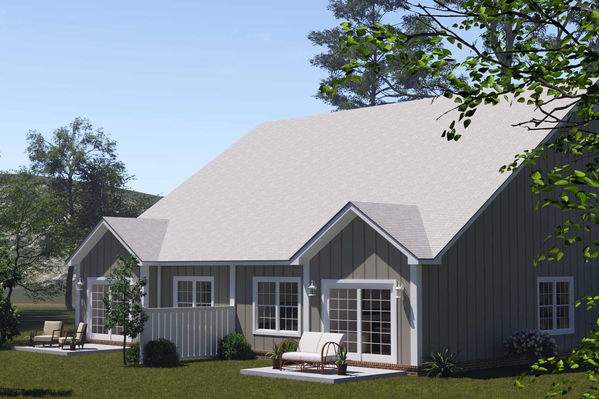 Rear View of this 2-Bedroom,1393 Sq Ft Plan -178-1573