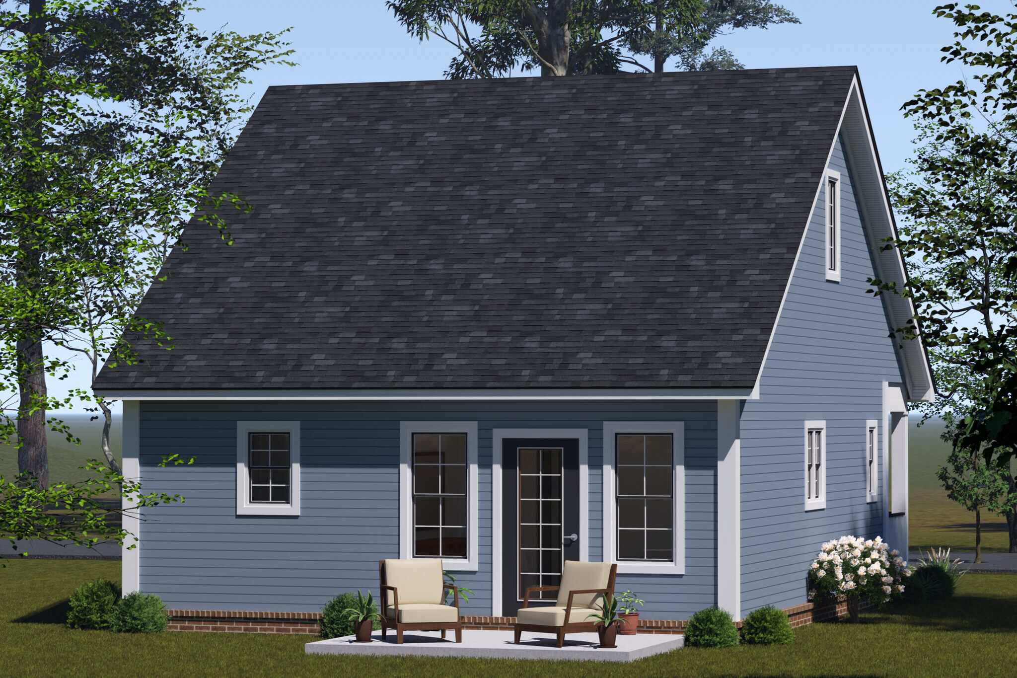 Rear View of this 2-Bedroom,880 Sq Ft Plan -178-1576