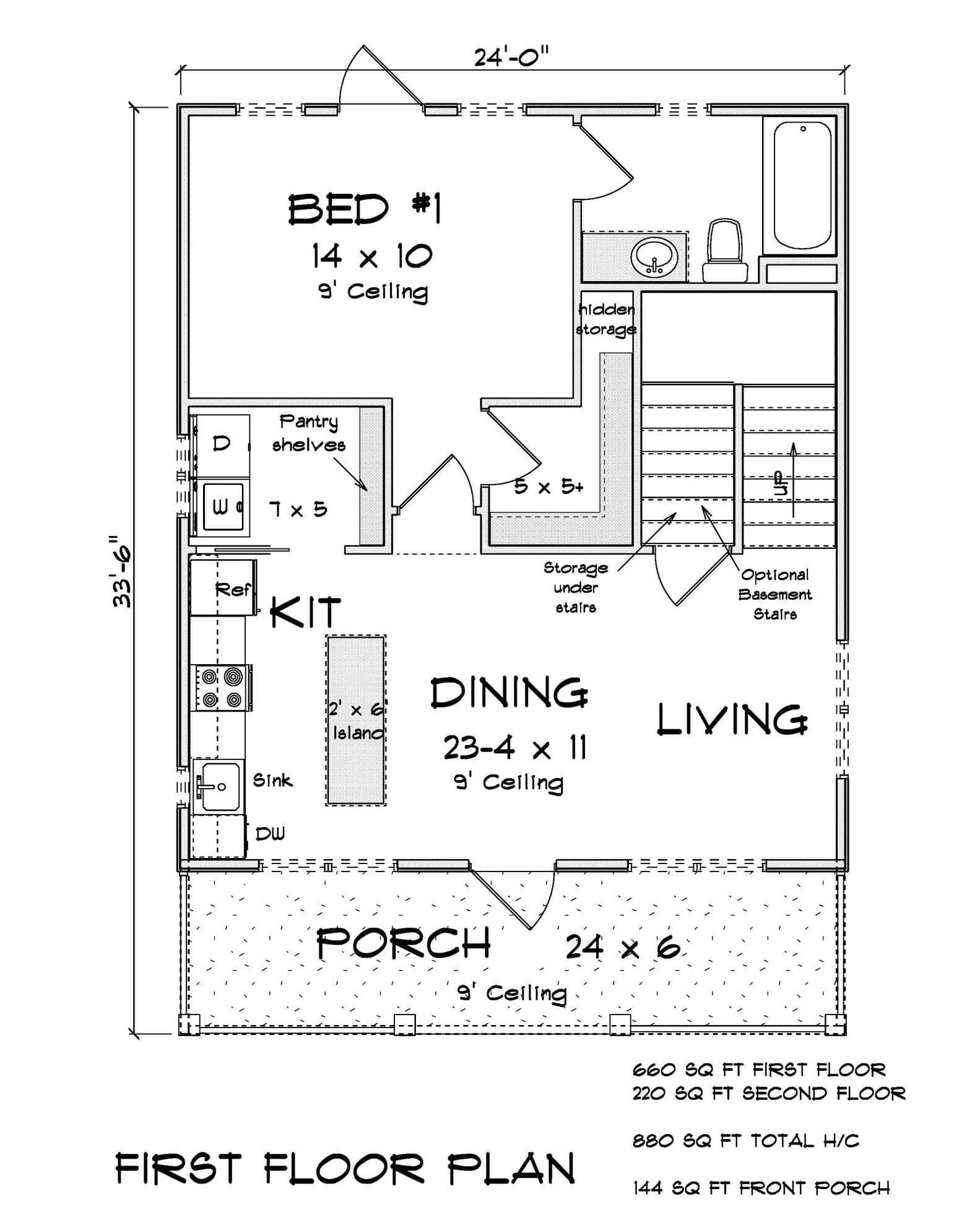 Main Level of Cottage Plan #178-1576