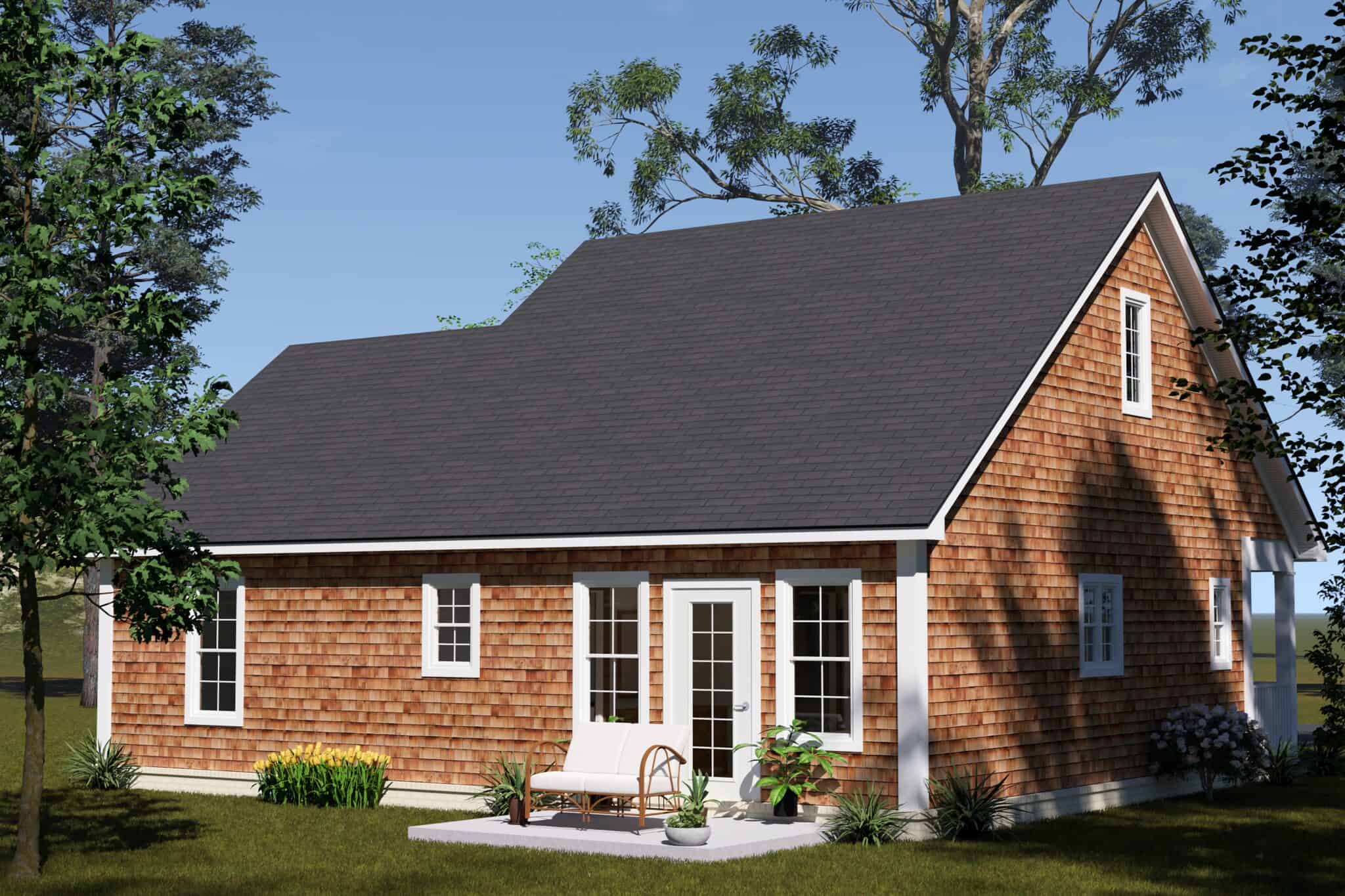 Rear View of this 2-Bedroom,880 Sq Ft Plan -178-1577
