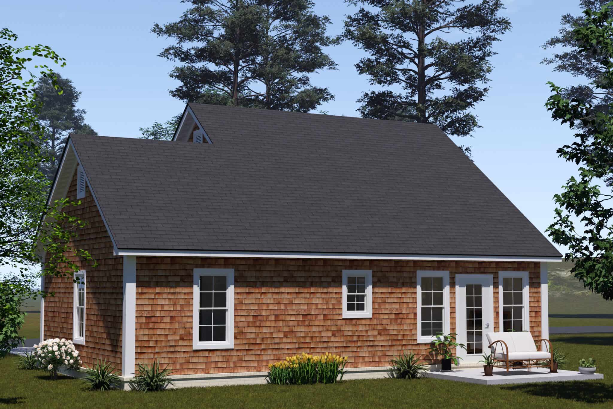 Rear View of this 2-Bedroom,880 Sq Ft Plan -178-1577