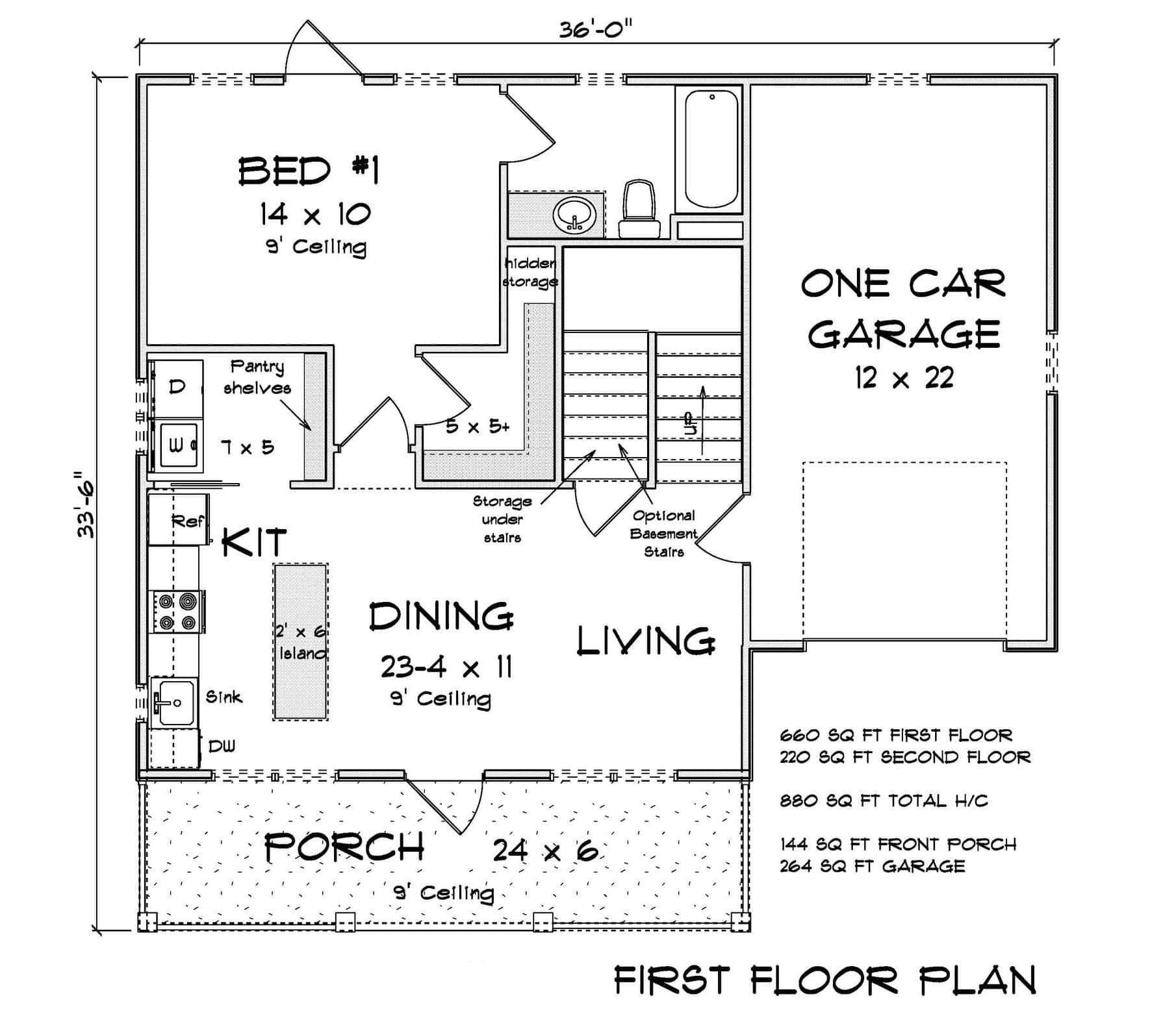 Main Level of Cottage Plan #178-1577