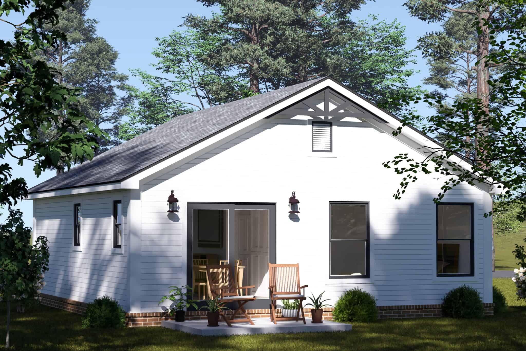 Rear View of this 2-Bedroom,751 Sq Ft Plan -178-1580