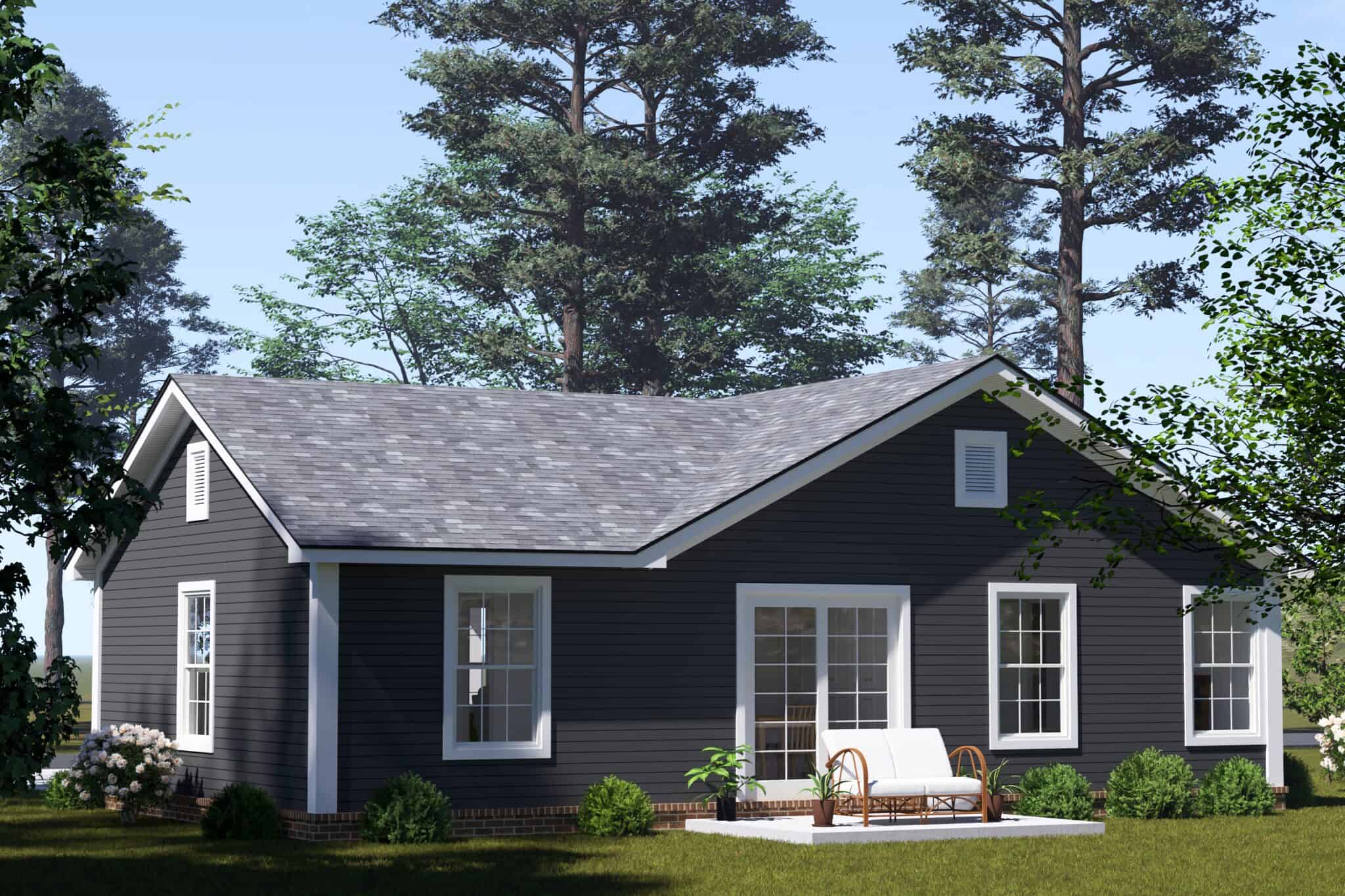 Rear View of this 2-Bedroom,751 Sq Ft Plan -178-1581