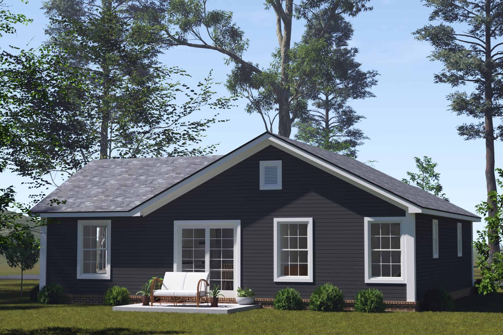 Rear View of this 2-Bedroom,751 Sq Ft Plan -178-1581