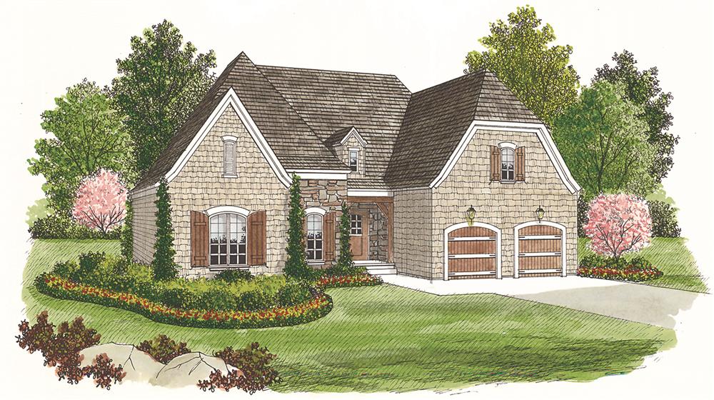Front elevation of Cottage home (ThePlanCollection: House Plan #180-1002)