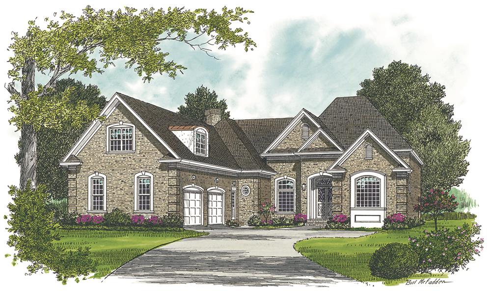 Front elevation of Ranch home (ThePlanCollection: House Plan #180-1011)