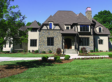 Front elevation of European home (ThePlanCollection: House Plan #180-1029)