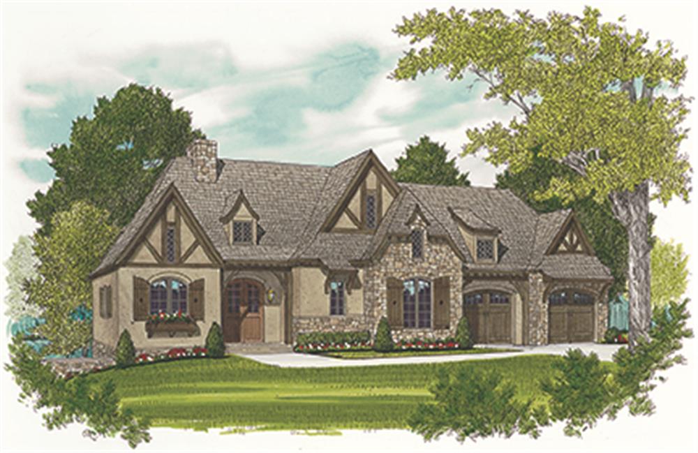 Front elevation of Cottage home (ThePlanCollection: House Plan #180-1036)