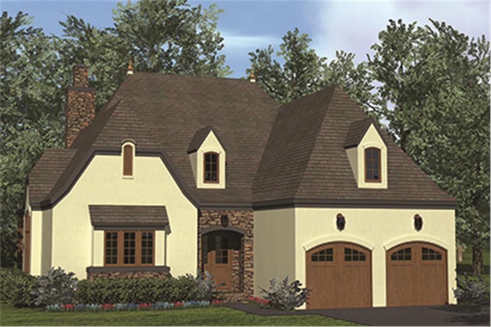 Front elevation of European home (ThePlanCollection: House Plan #180-1041)