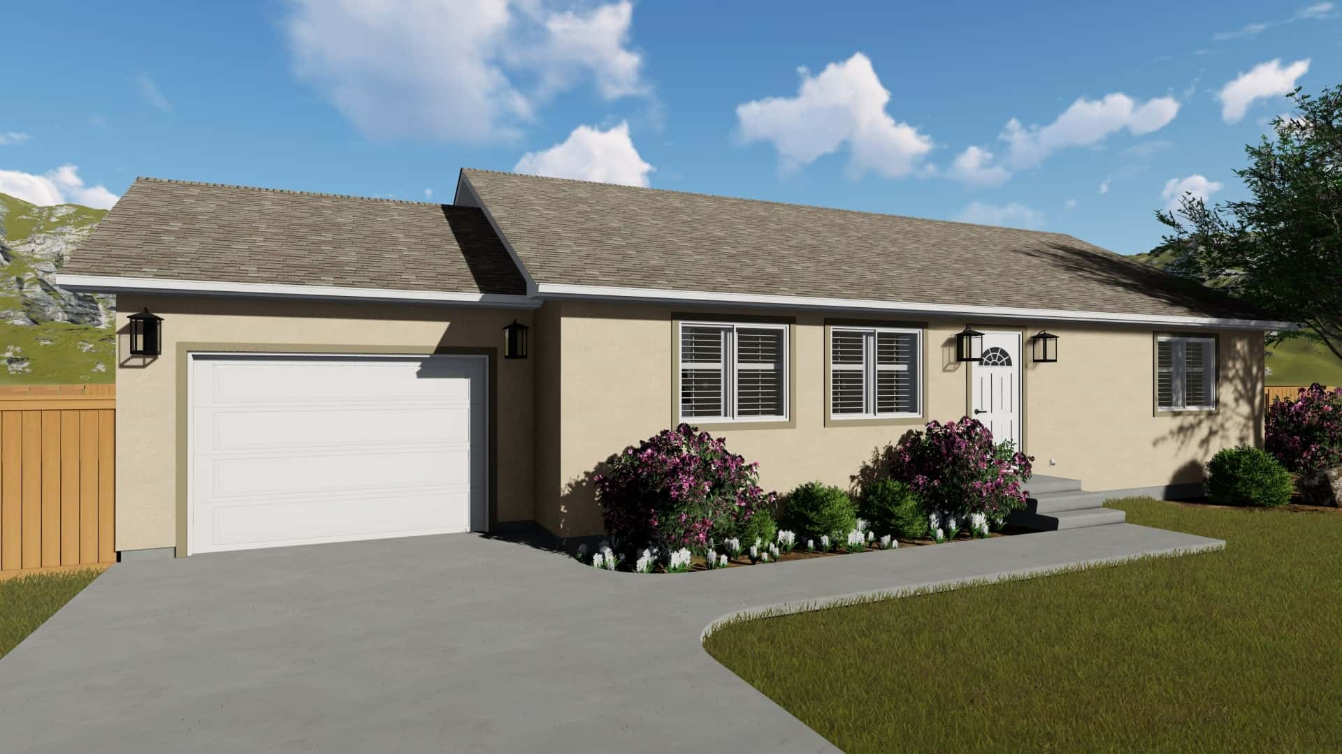 Left Side View of this 2-Bedroom, 1190 Sq Ft Plan - 187-1009