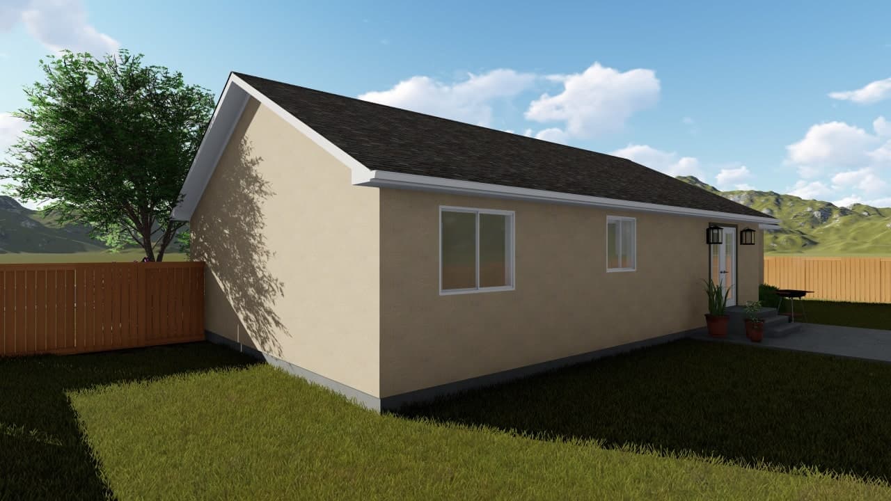 Side View of this 2-Bedroom, 1190 Sq Ft Plan - 187-1009