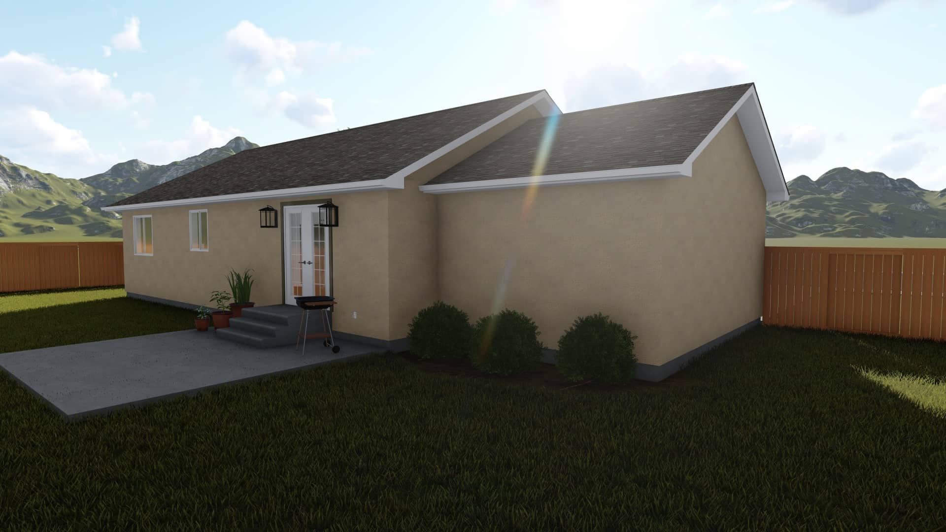 Side View of this 2-Bedroom, 1190 Sq Ft Plan - 187-1009