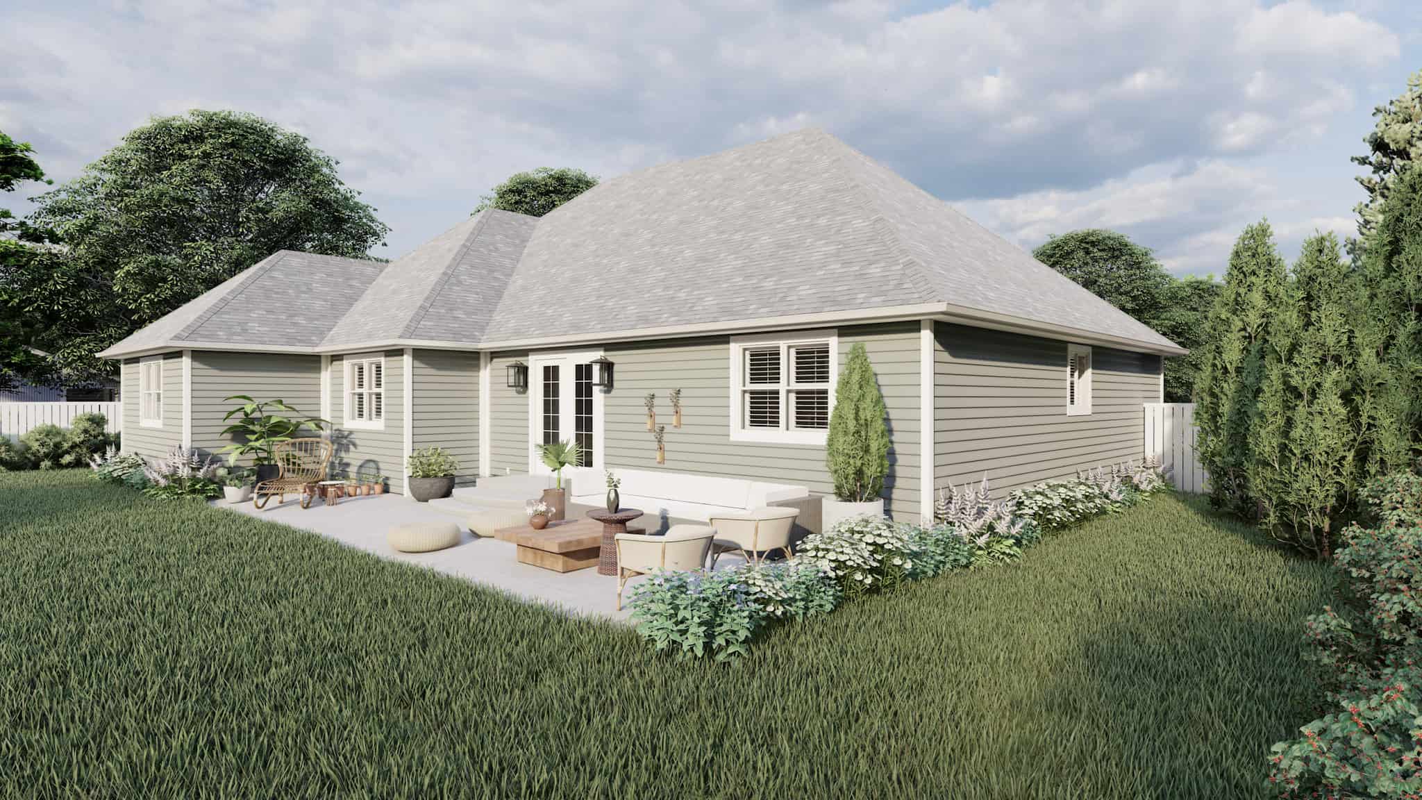 Rear View of this 3-Bedroom,1729 Sq Ft Plan -187-1017