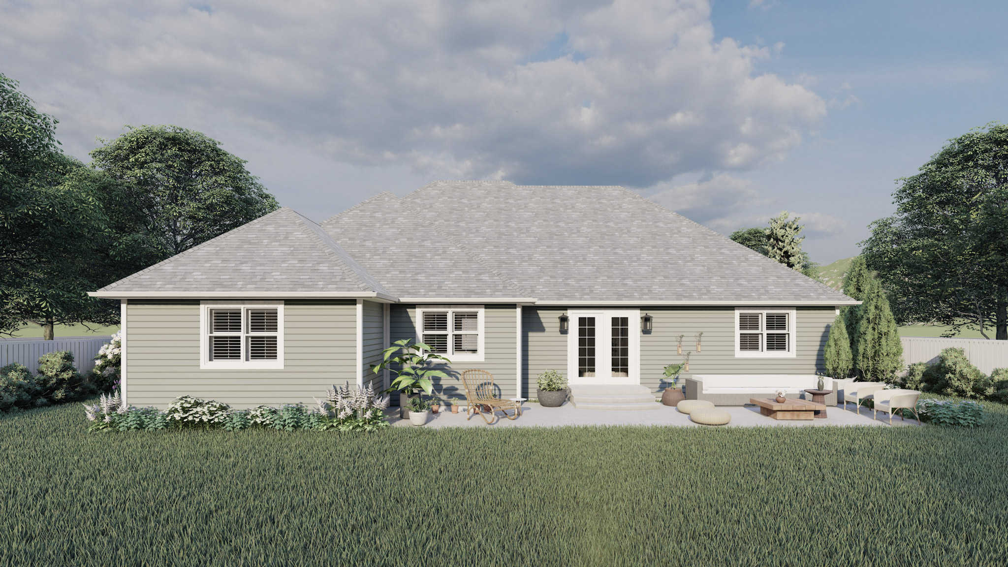 Rear View of this 3-Bedroom,1729 Sq Ft Plan -187-1017