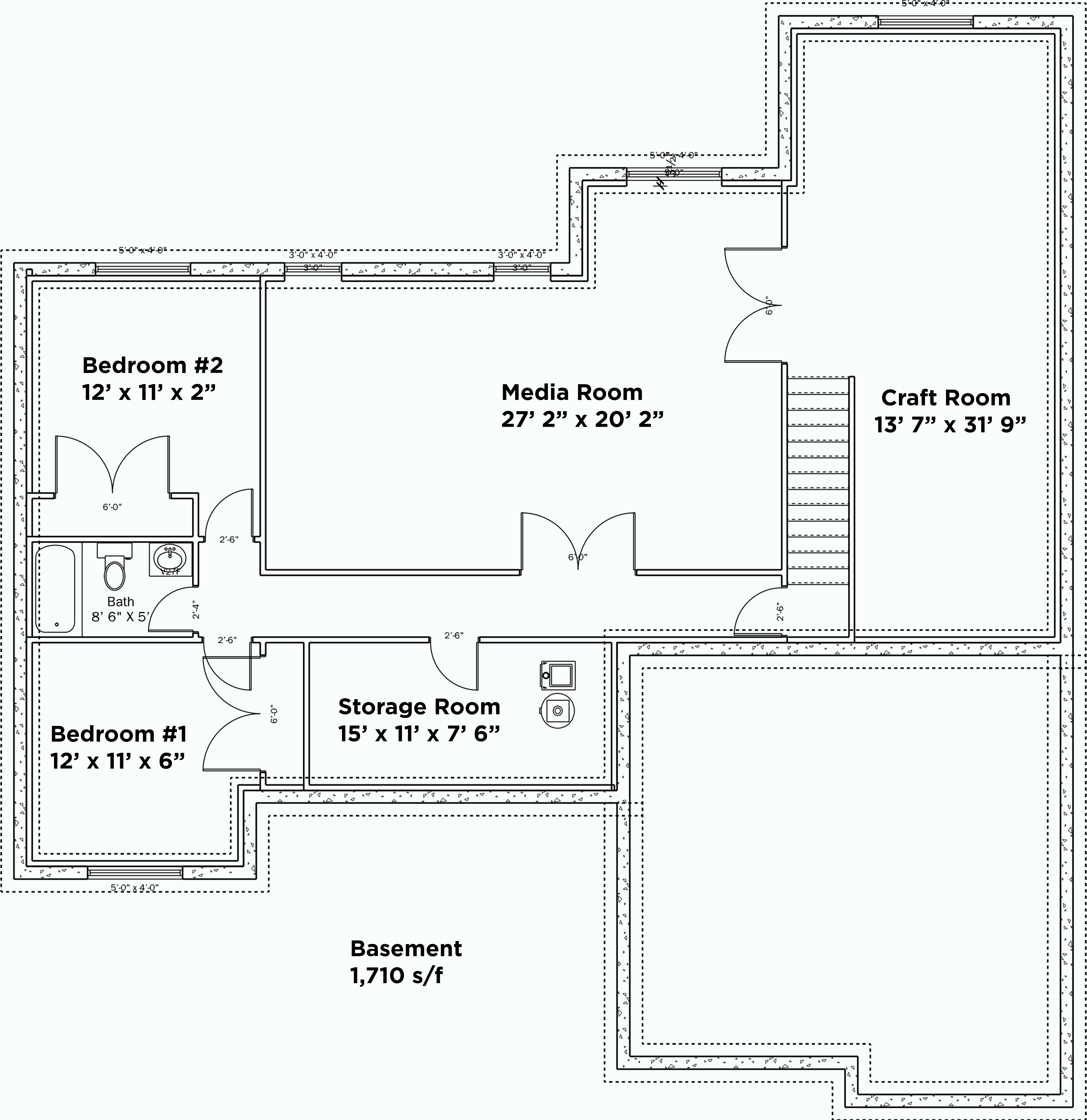 Floor Plan Basement of Traditional Plan #187-1017