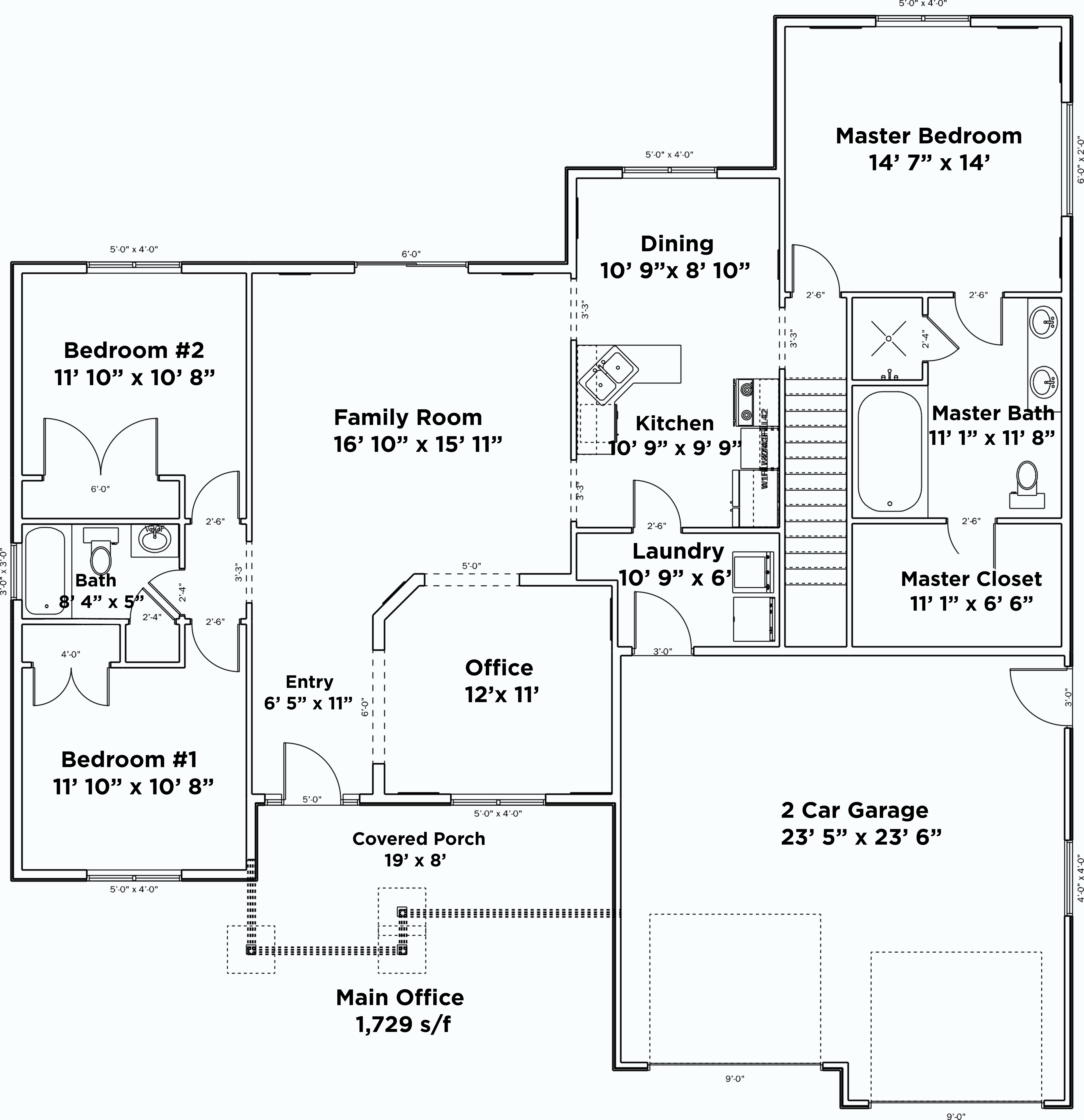Floor Plan First Story of Traditional Plan #187-1017