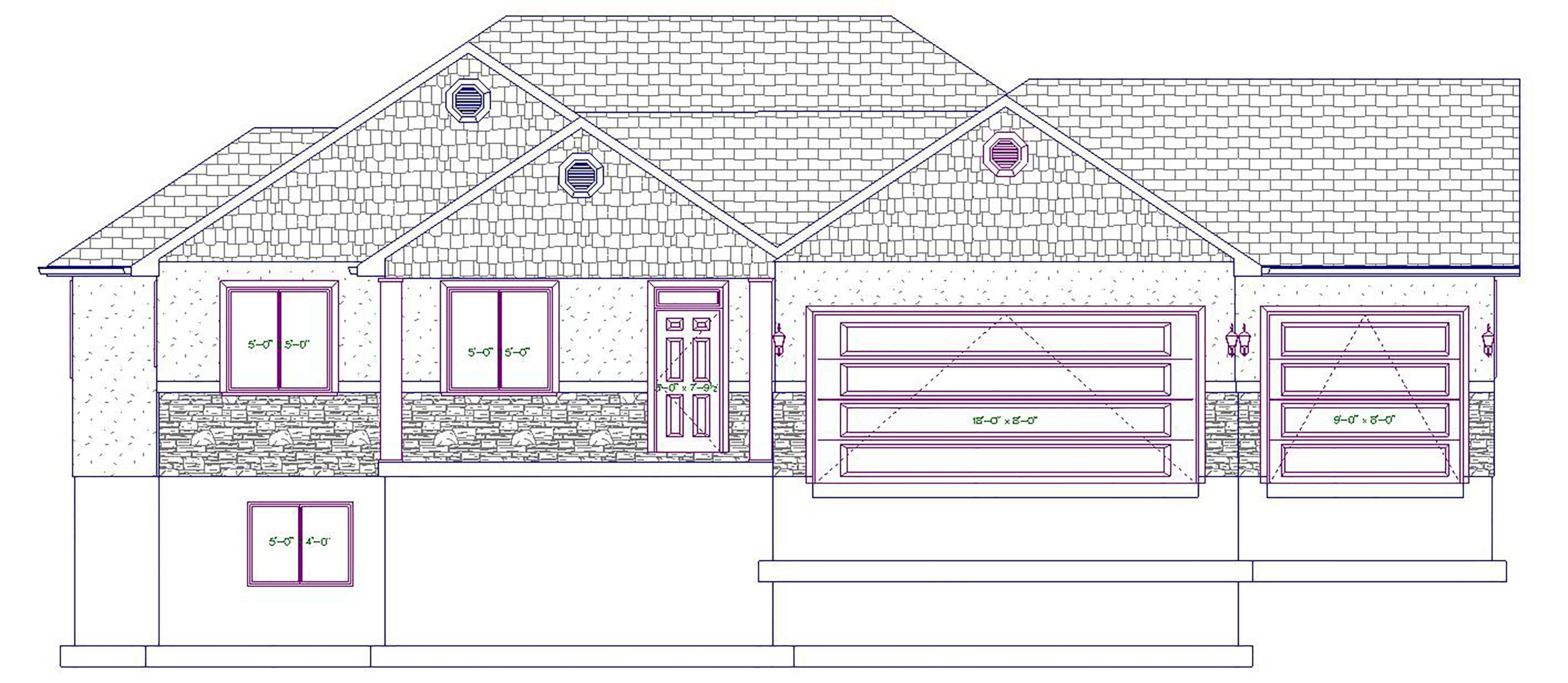 Home Plan Front Elevation of this 6-Bedroom,1667 Sq Ft Plan -187-1020